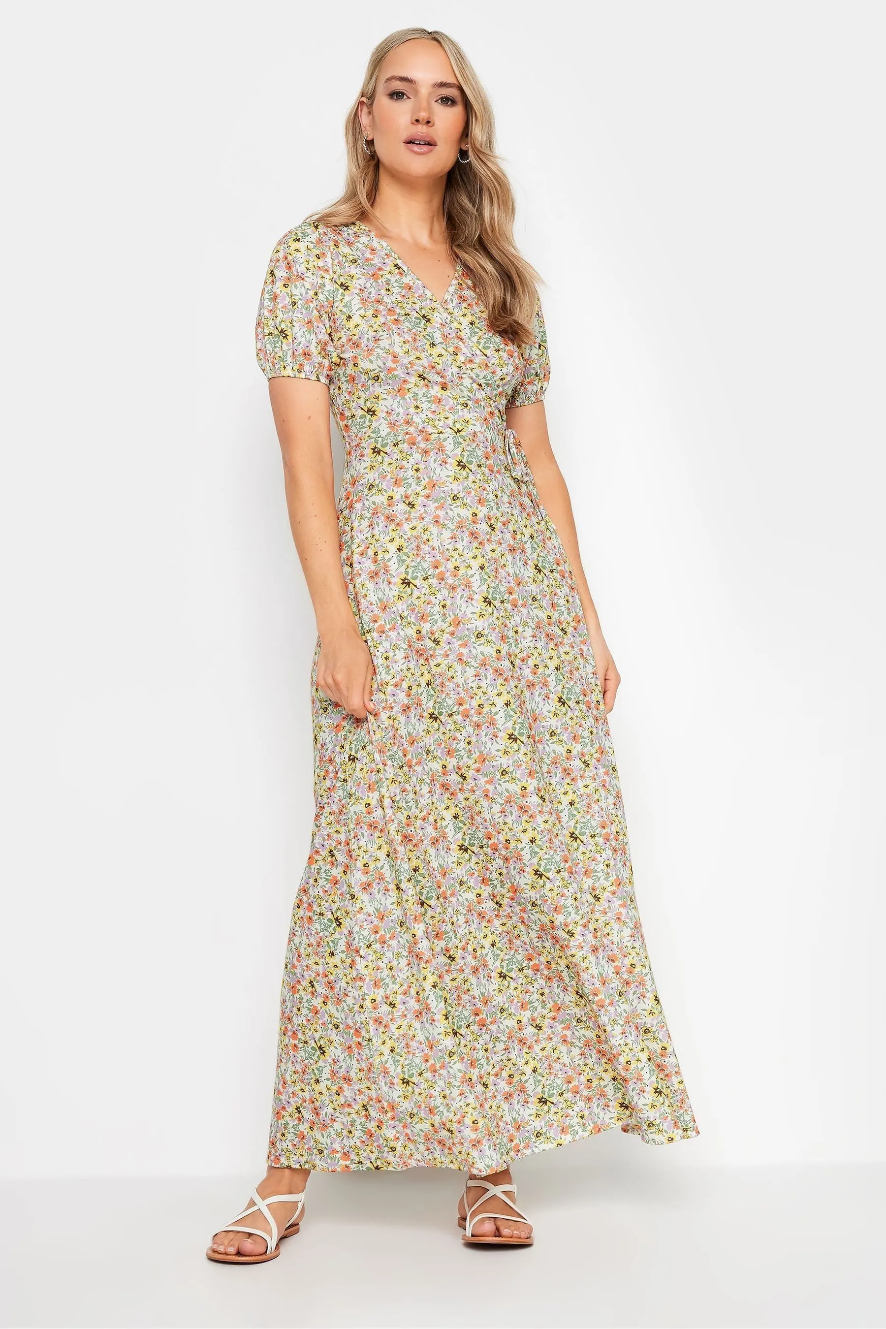 Long Tall Sally - Abito maxi a portafoglio pastello con Floreale vintage