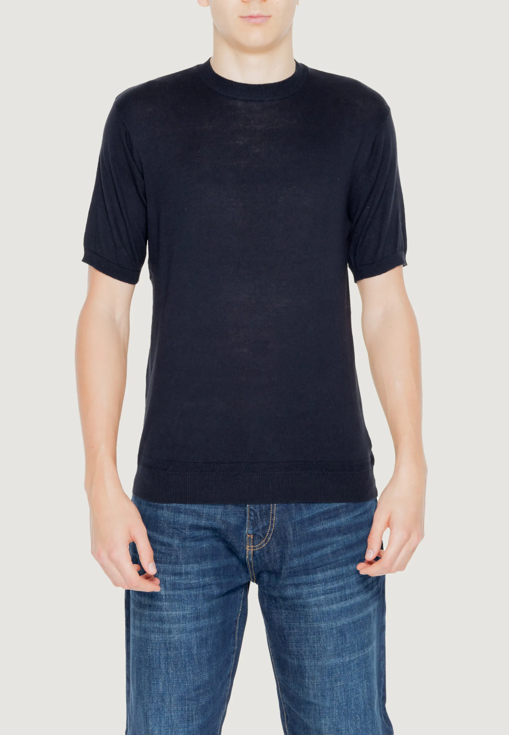 Maglia in filo manica corta Hamaki-ho  Nero