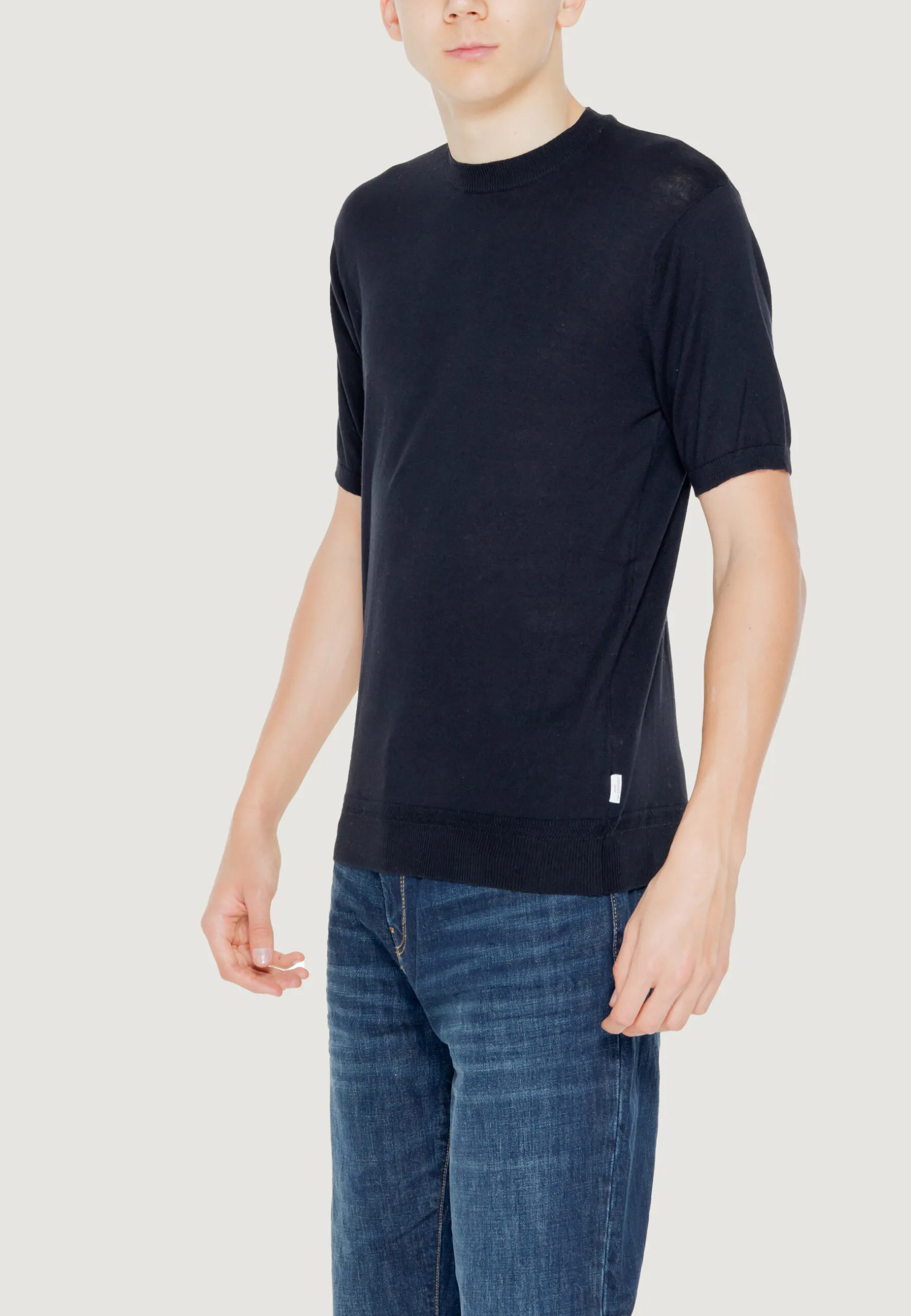 Maglia in filo manica corta Hamaki-ho  Nero
