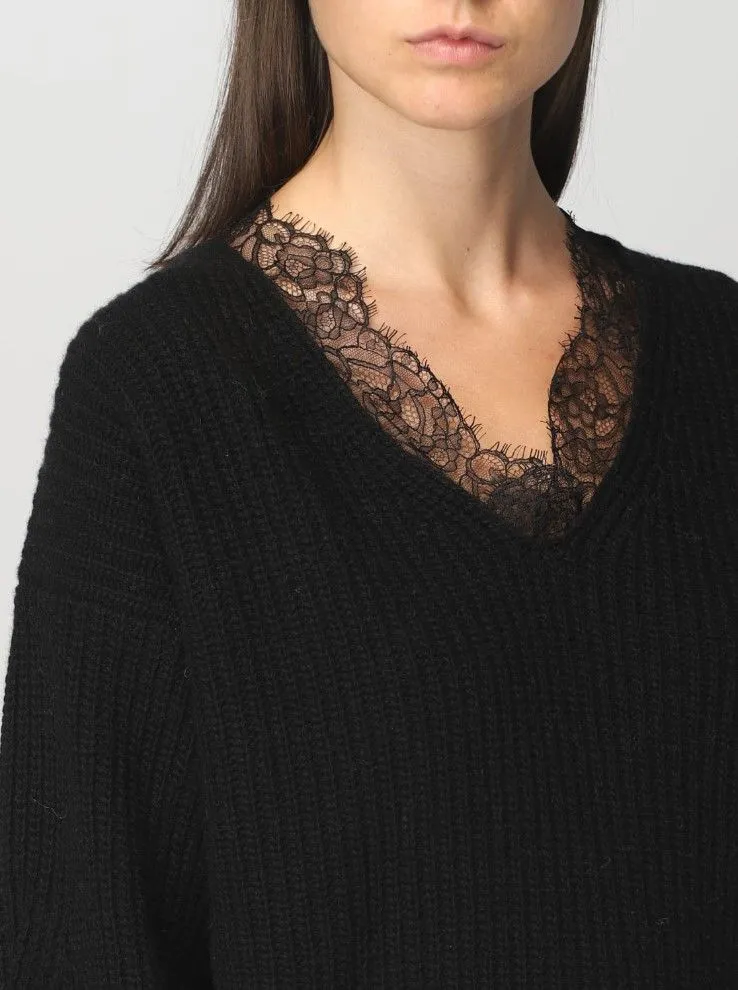 MAGLIA NERA IN MISTO LANA