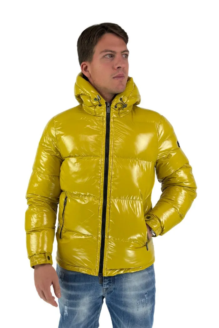 Markup bomber con cappuccio in tessuto laque' trapuntato mk594032