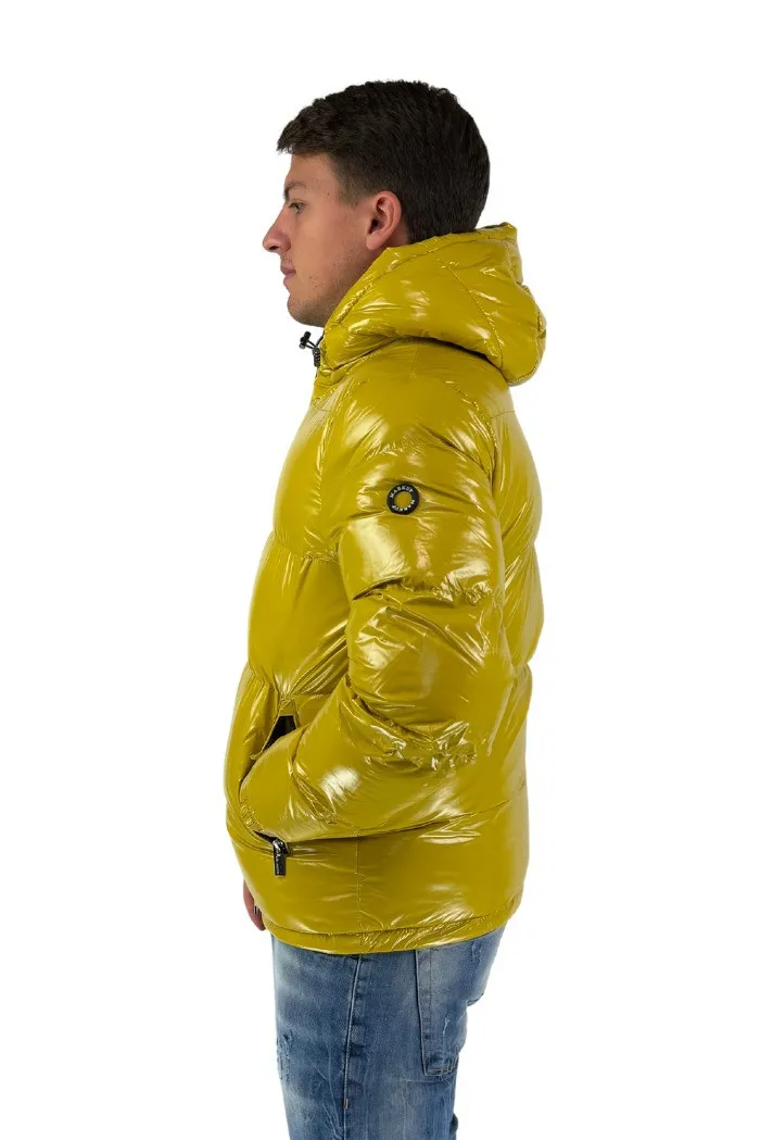 Markup bomber con cappuccio in tessuto laque' trapuntato mk594032