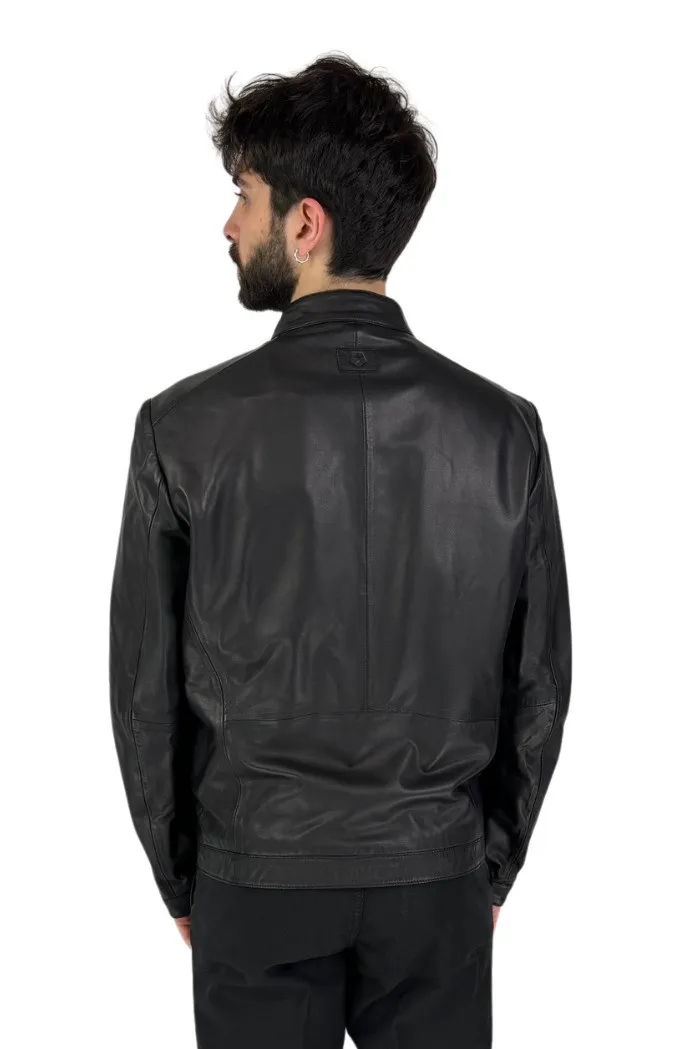 Milestone biker in pelle con colletto alla coreana Dave 20950
