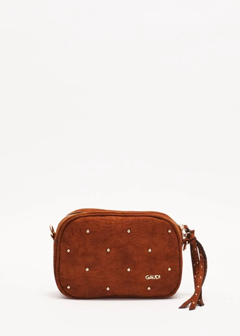 Mini bag effetto suede con borchie