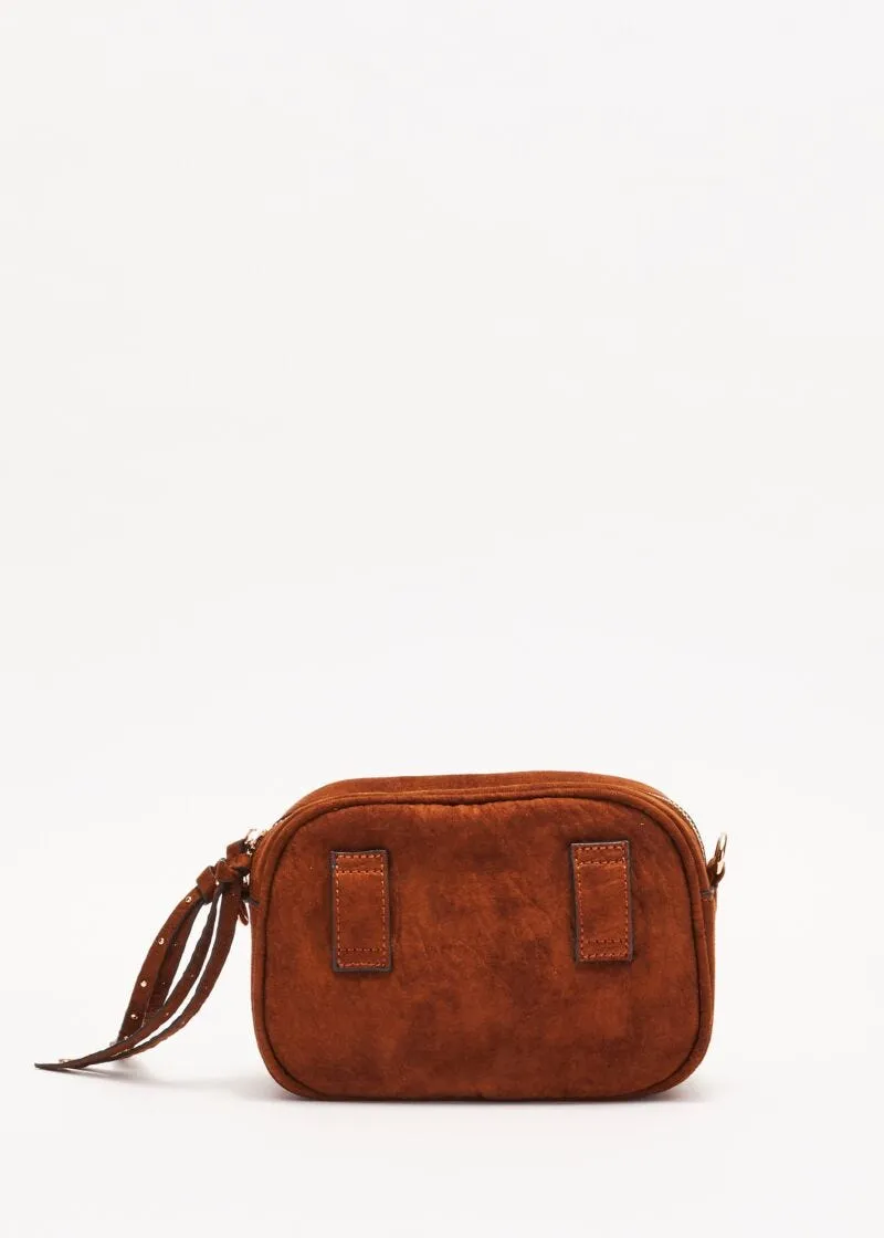 Mini bag effetto suede con borchie