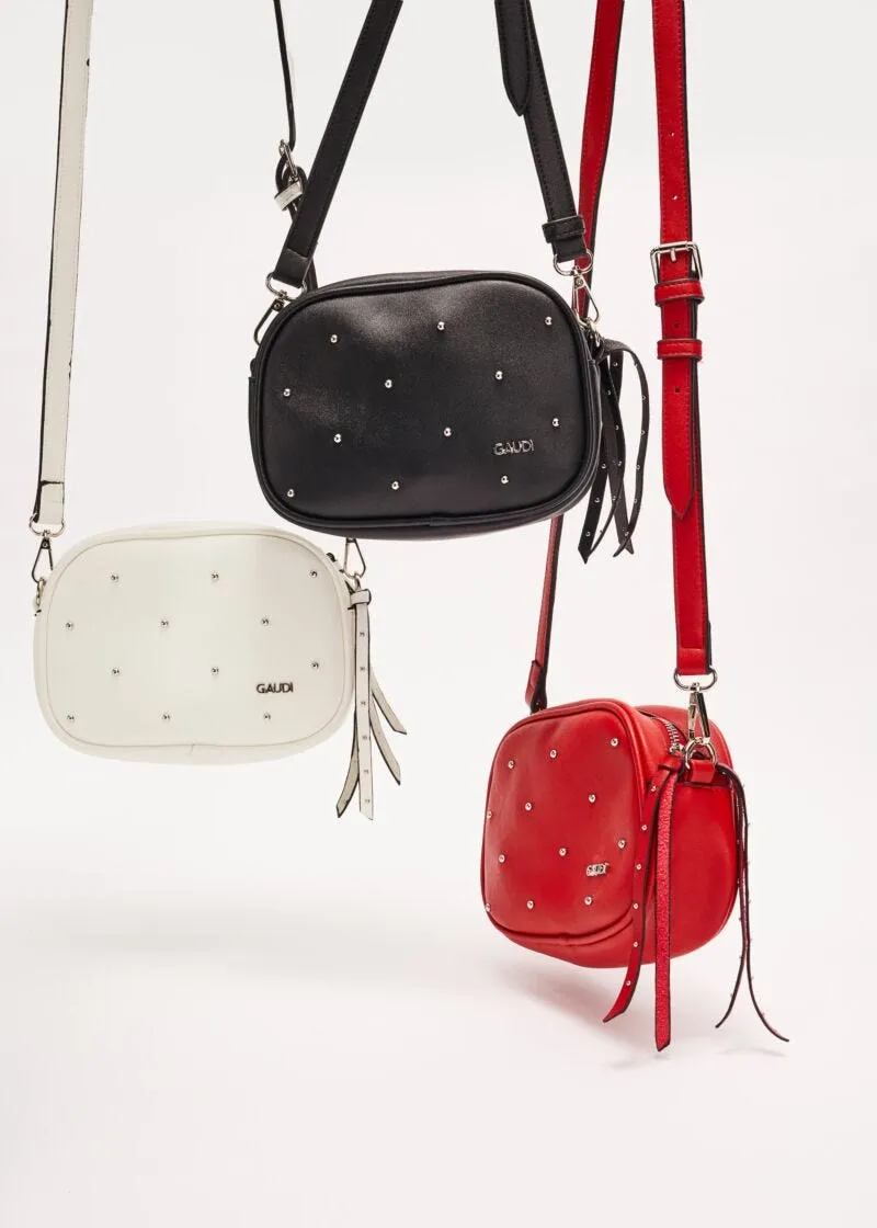 Mini bag effetto suede con borchie