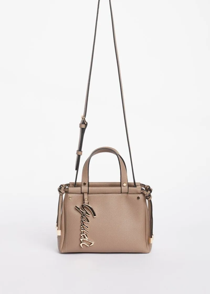 Mini shopping bag con logo in metallo