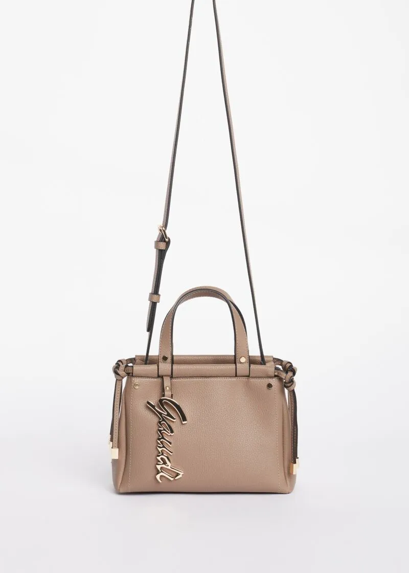 Mini shopping bag con logo in metallo