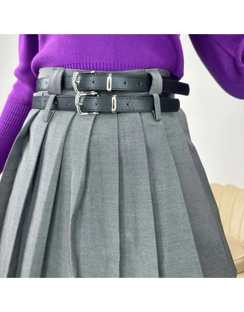 MINIGONNA DOPPIA CINTURA GRIGIO