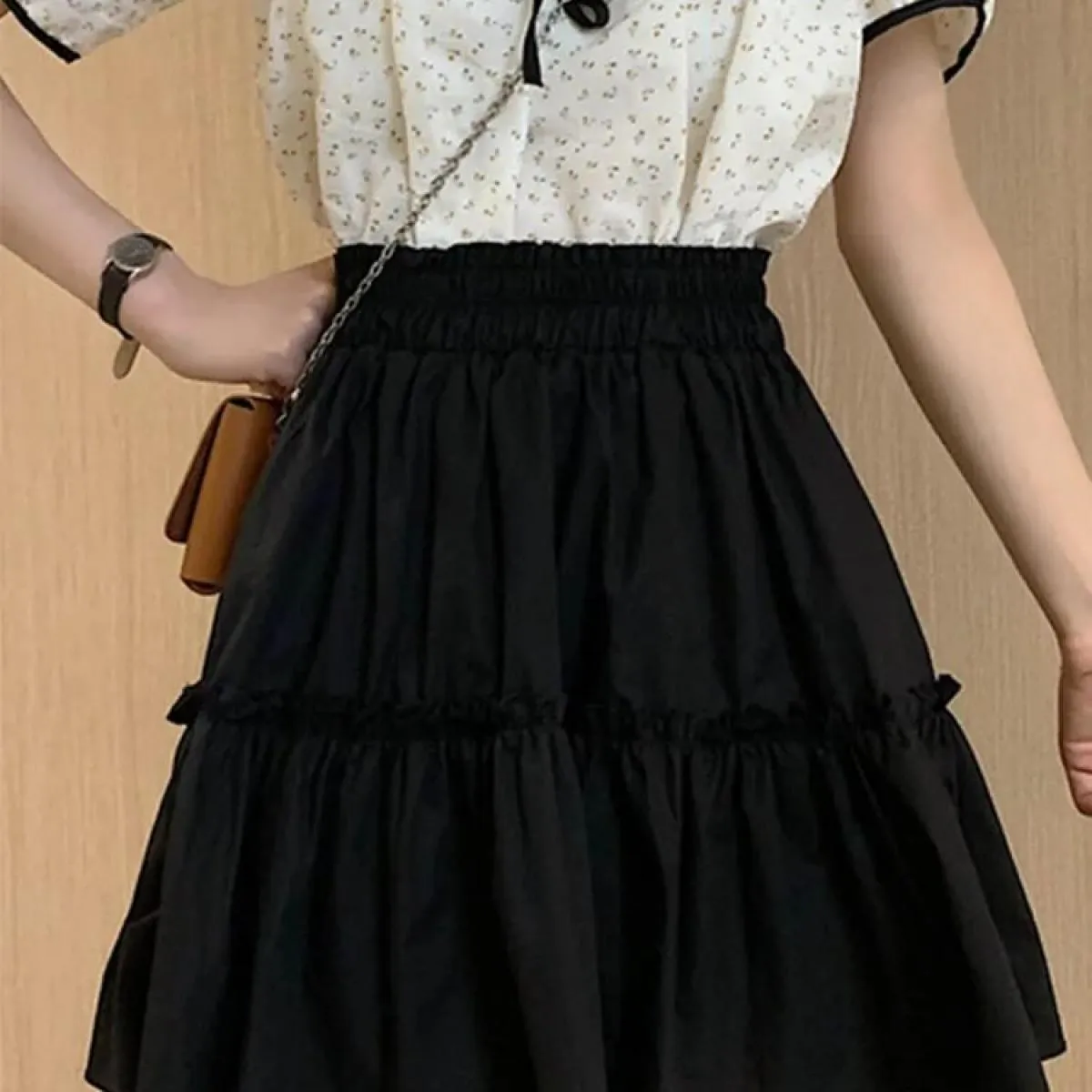 Minigonne Kawaii Donna Cute Fungus Patchwork Fairycore Gonna corta a pieghe a vita alta Moda stile preppy