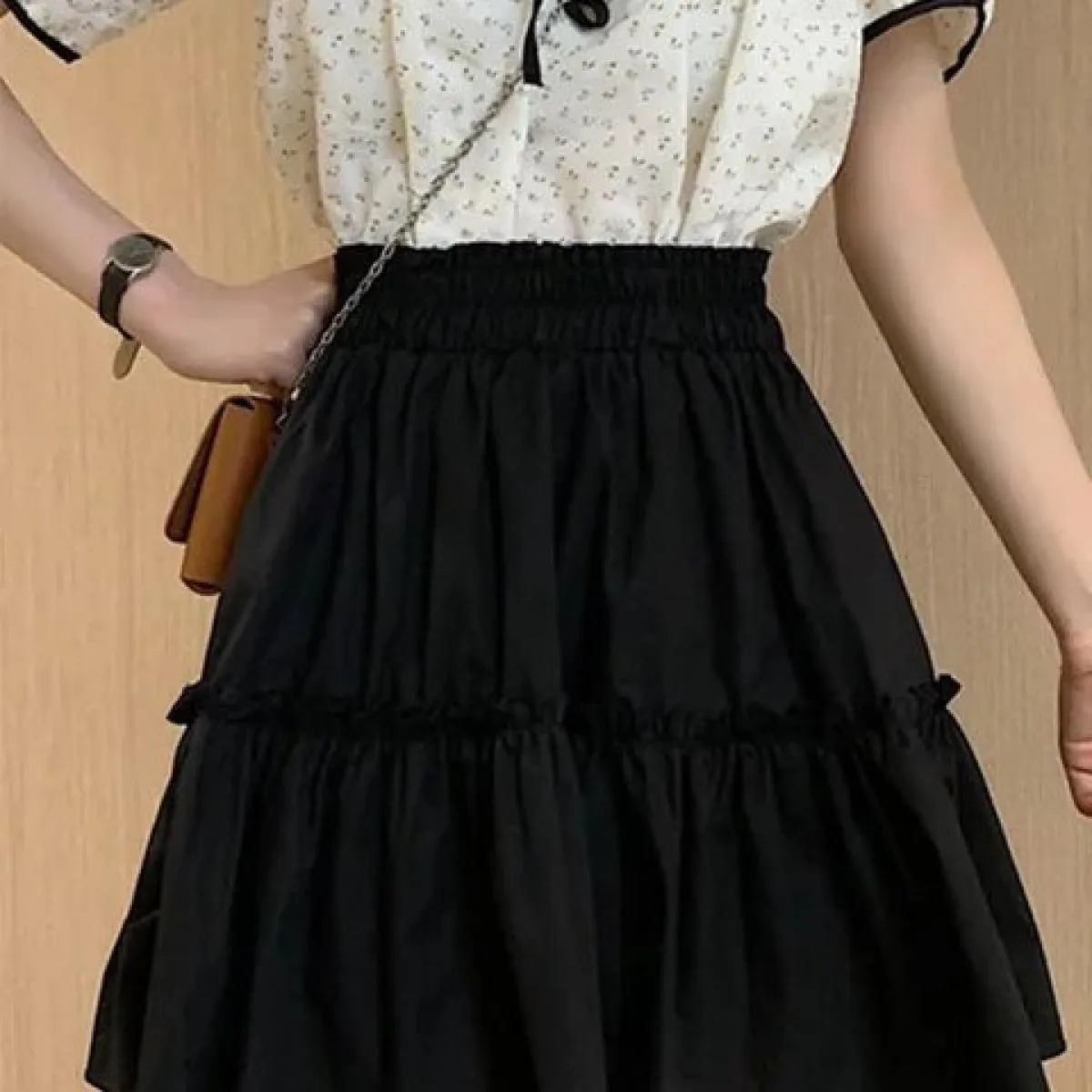Minigonne Kawaii Donna Cute Fungus Patchwork Fairycore Gonna corta a pieghe a vita alta Moda stile preppy