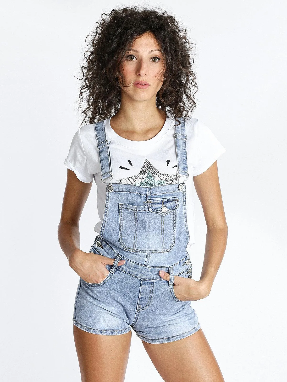Miss Two Salopette courte en jean