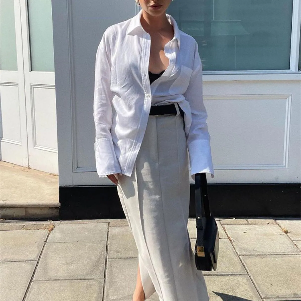 Moda Slim Maxi Gonna Donna Pieghe Split Estate 2023 Casual Gonna a vita alta Abiti Solid Moda donna Lunga