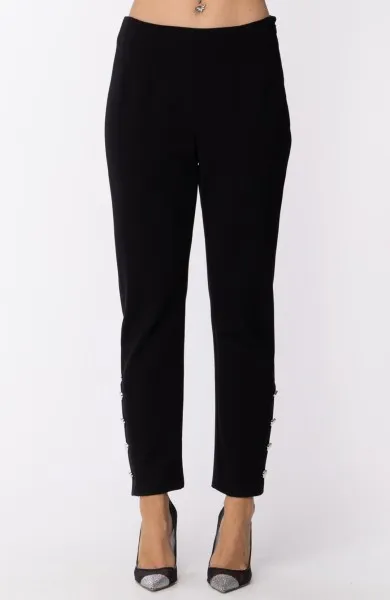 Pantalone Skinny con bottoni Nero