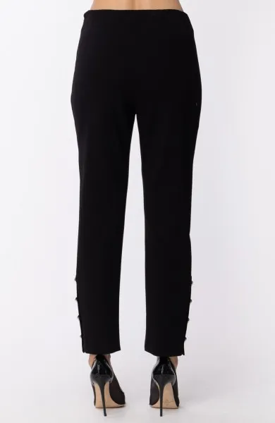 Pantalone Skinny con bottoni Nero