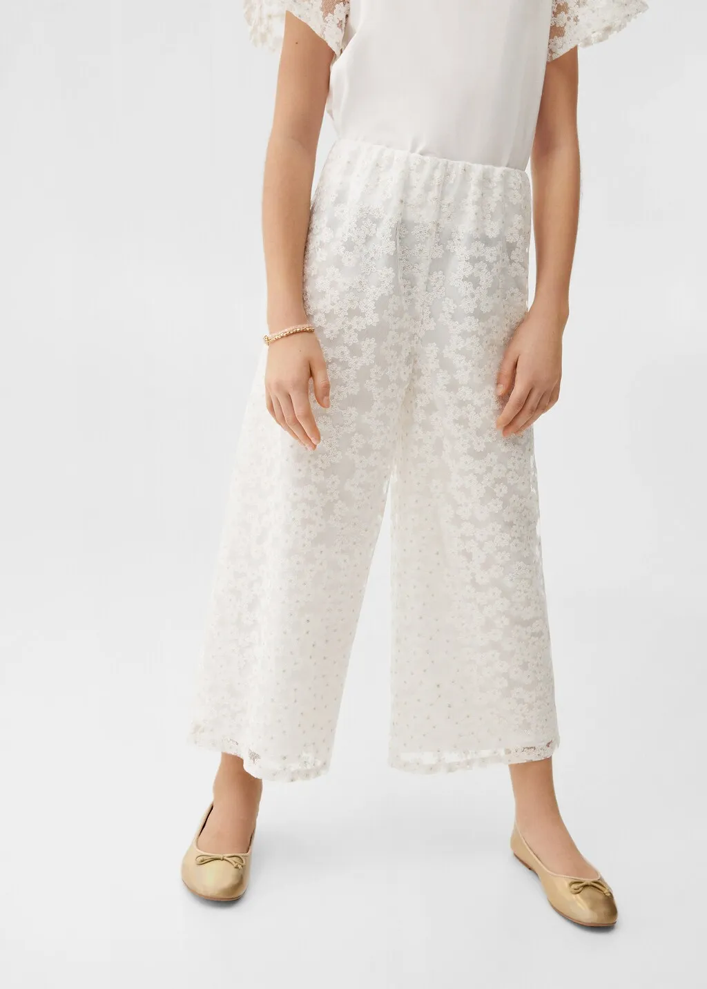 Pantaloni culotte fiori ricamati