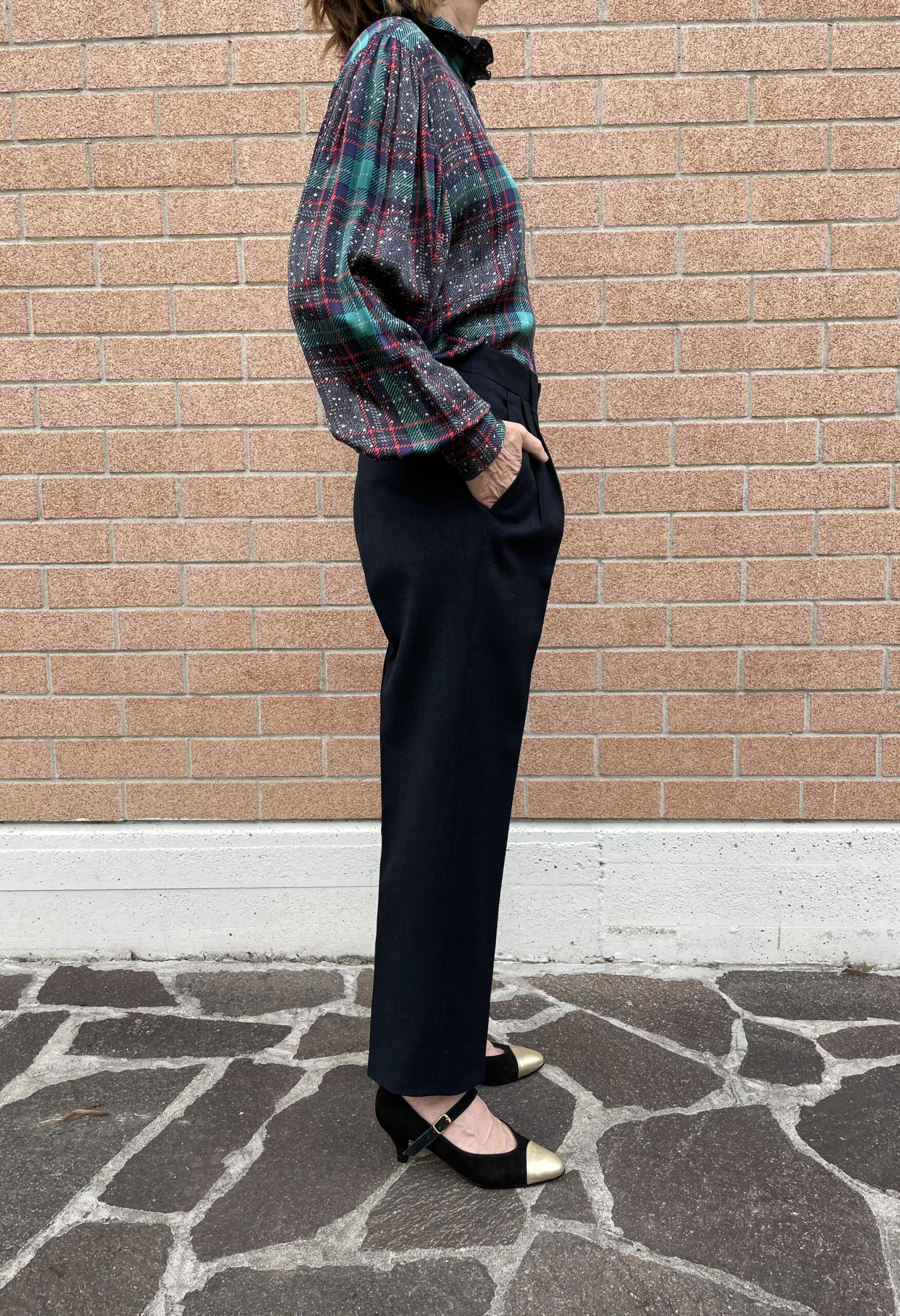 Pantaloni sartoriali vintage anni ’50 in lana jacquard