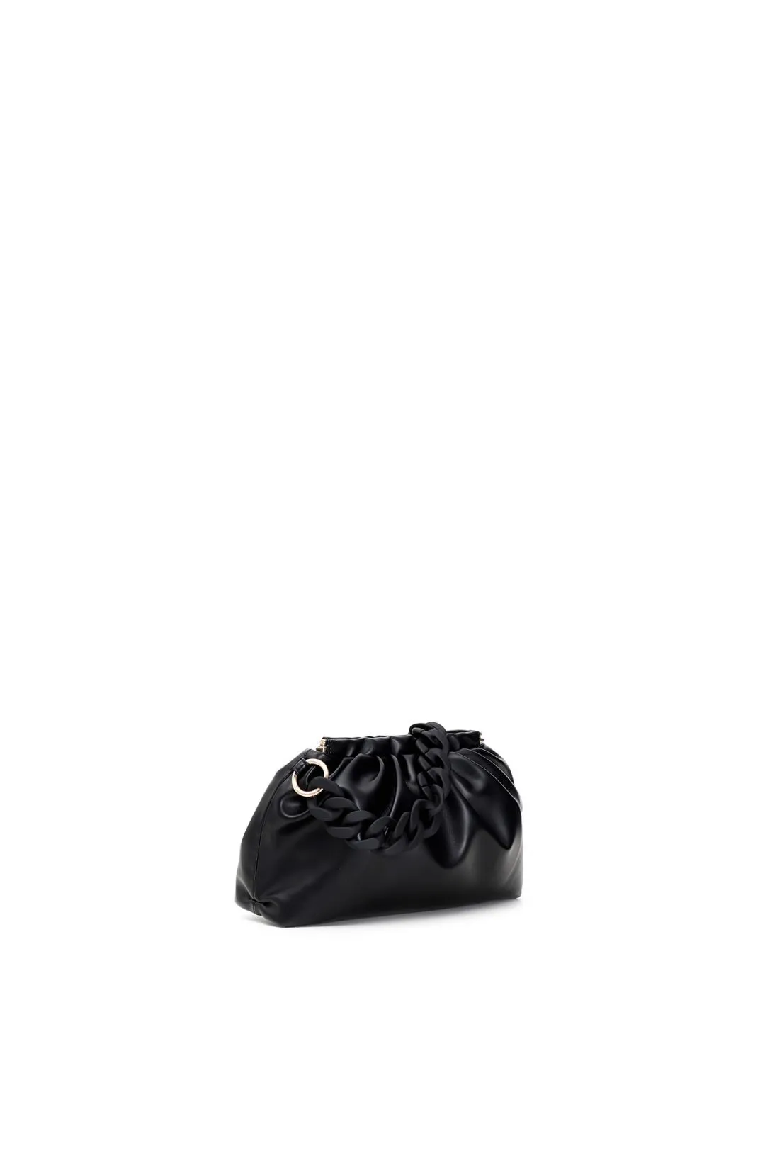 pochette con pieghe morbide e catena in tono