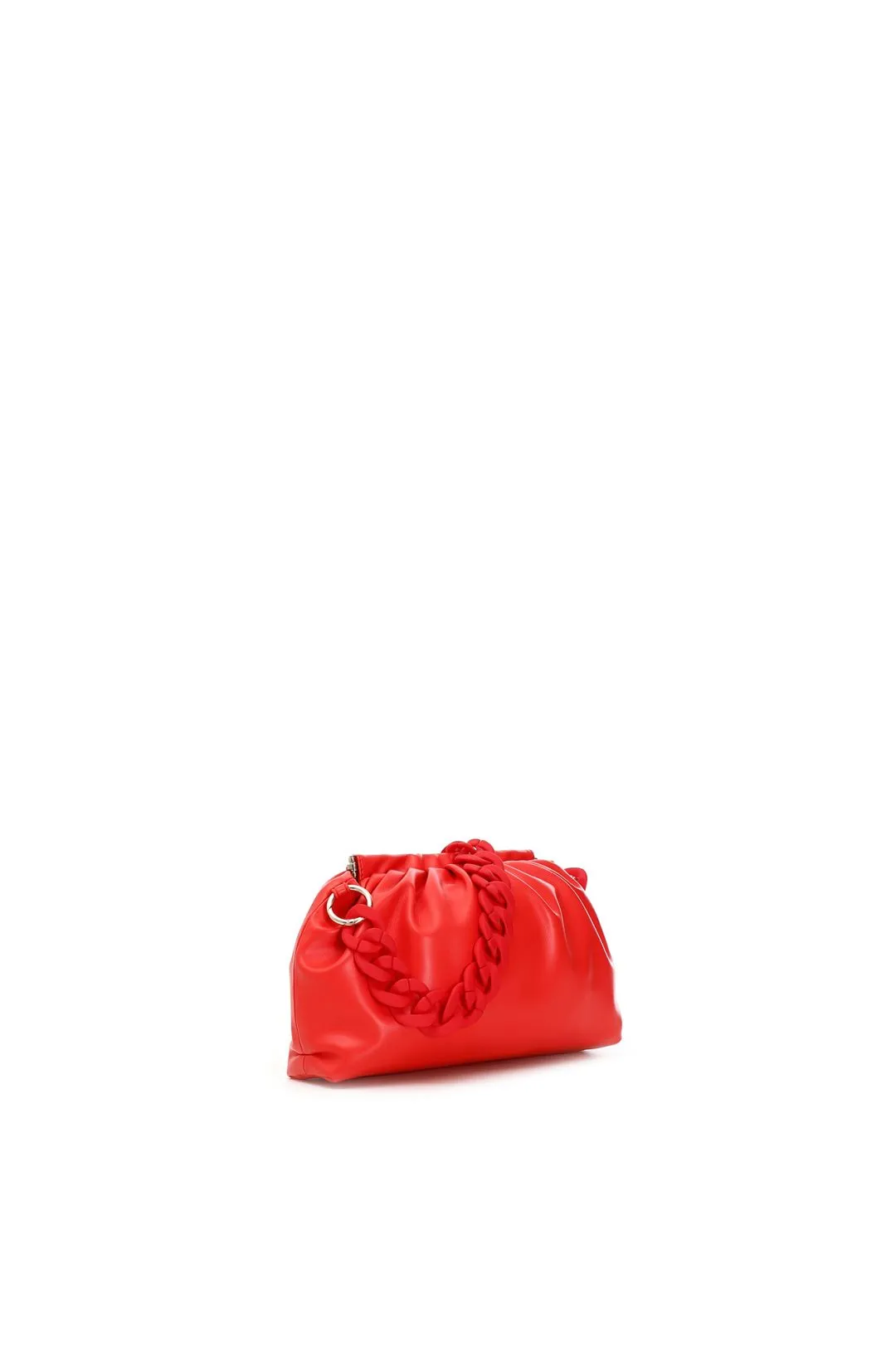 pochette con pieghe morbide e catena in tono