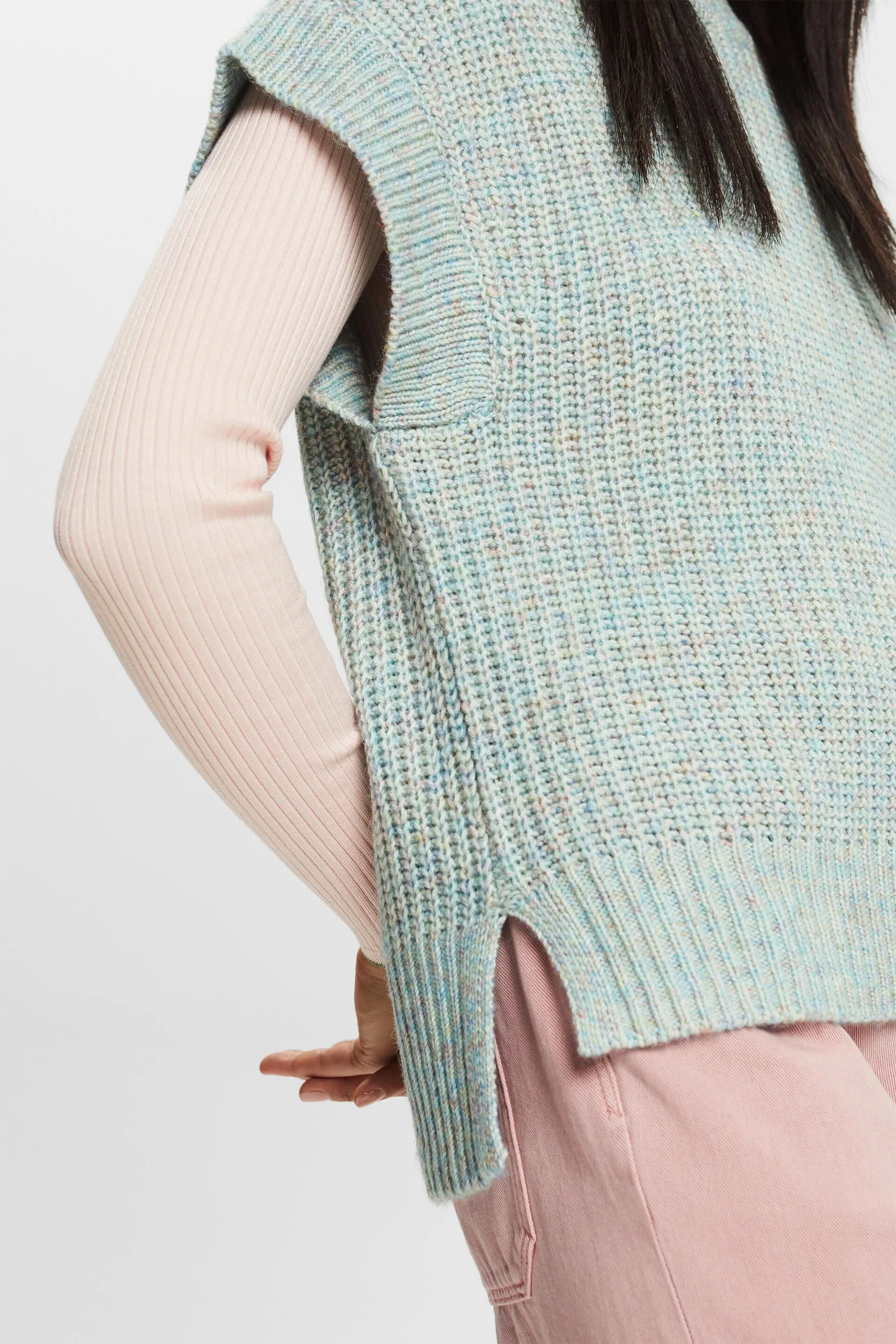 Pullover senza maniche in maglia a coste
