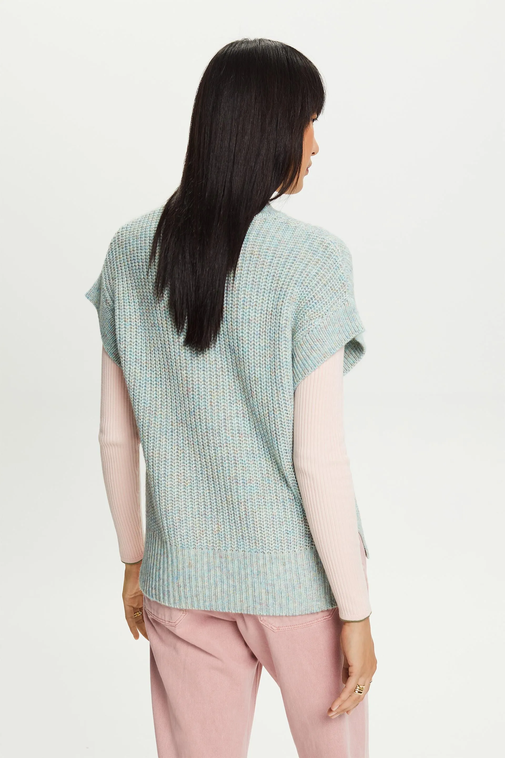 Pullover senza maniche in maglia a coste