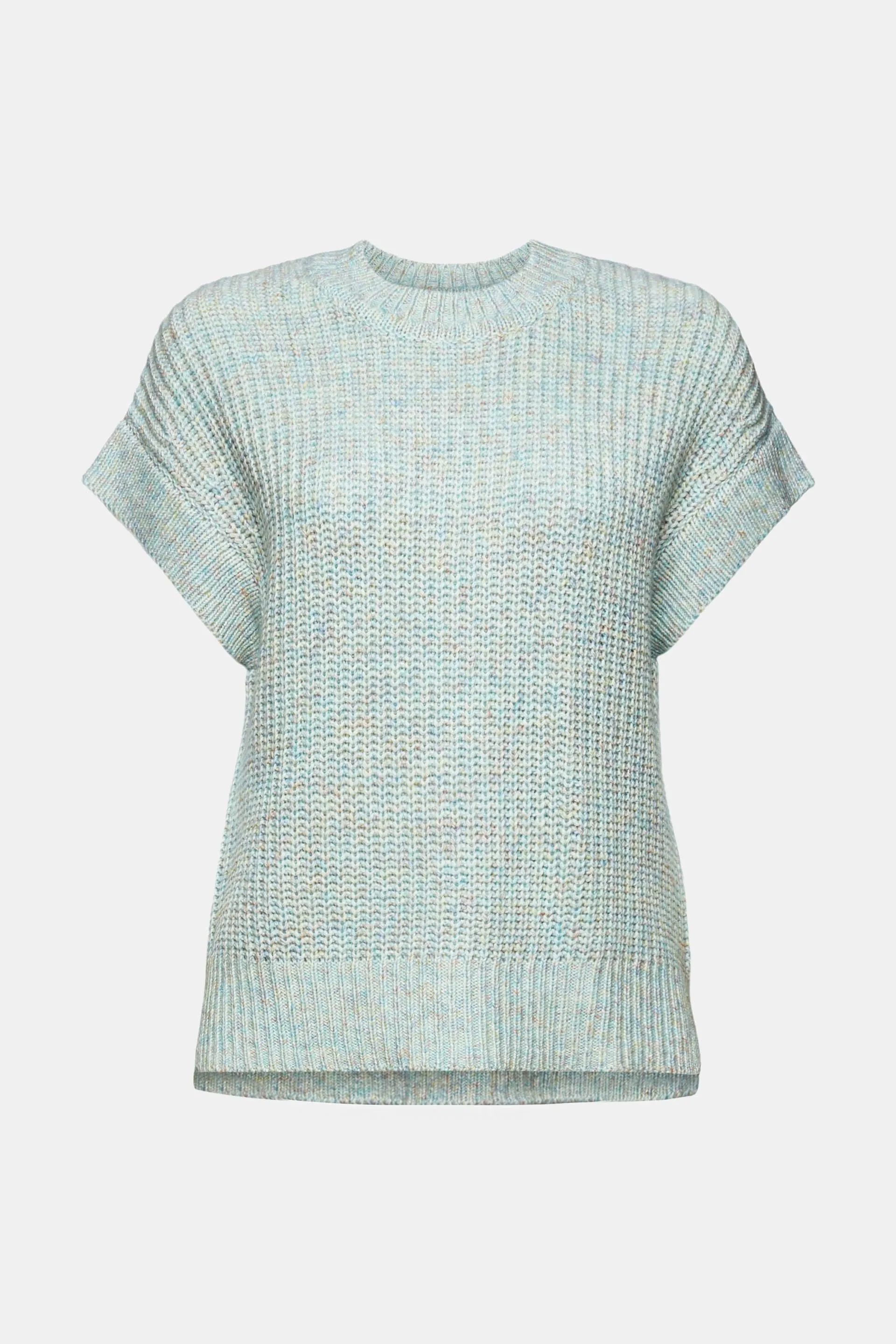 Pullover senza maniche in maglia a coste