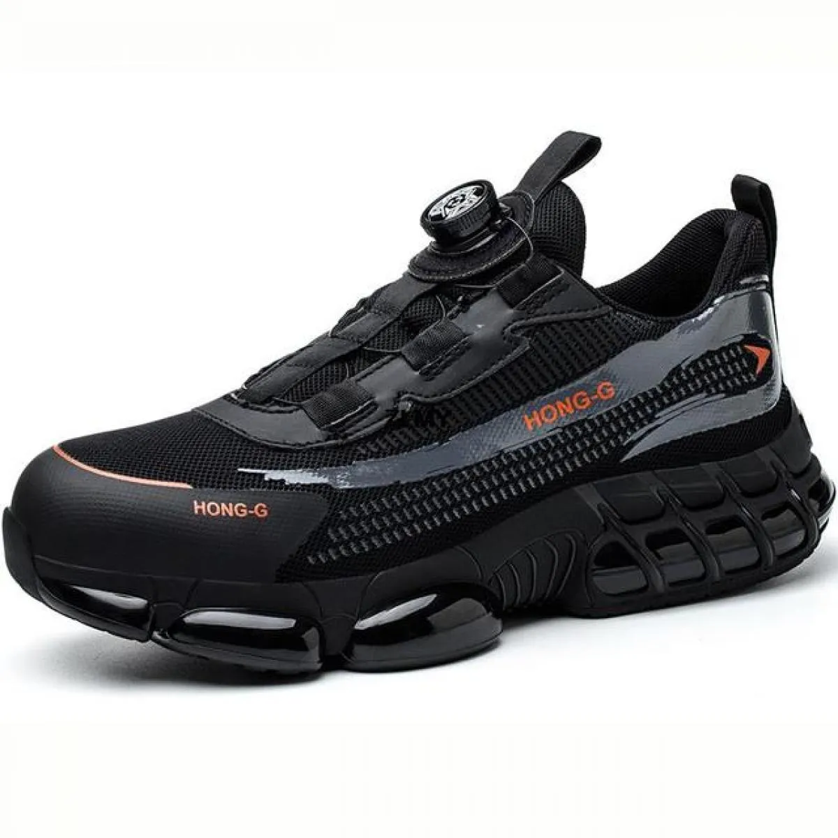 Pulsante ruotato Scarpe antinfortunistiche da uomo Sneaker con punta in acciaio Uomo Stivali antinfortunistici da lavoro facili