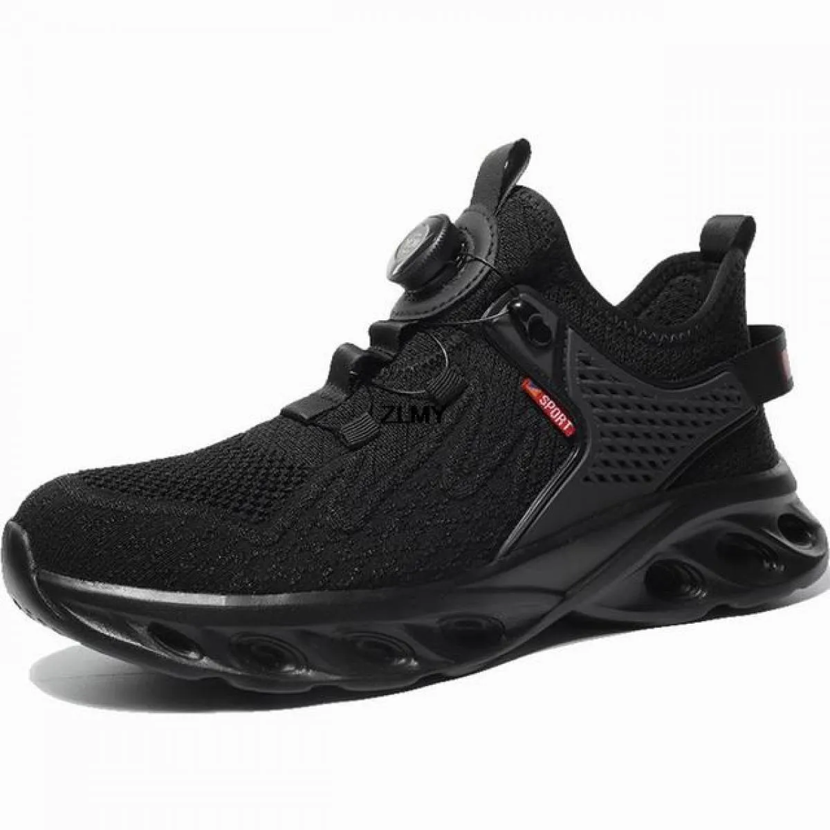 Pulsante ruotato Scarpe antinfortunistiche da uomo Sneaker con punta in acciaio Uomo Stivali antinfortunistici da lavoro facili