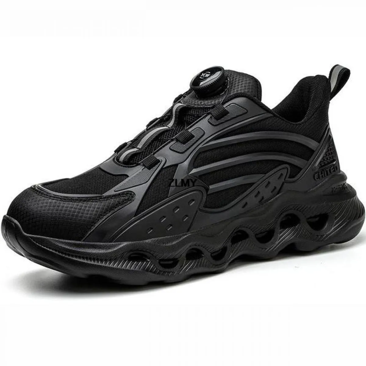 Pulsante ruotato Scarpe antinfortunistiche da uomo Sneaker con punta in acciaio Uomo Stivali antinfortunistici da lavoro facili
