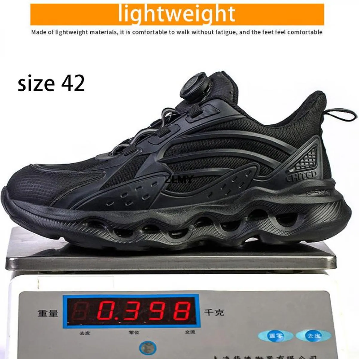 Pulsante ruotato Scarpe antinfortunistiche da uomo Sneaker con punta in acciaio Uomo Stivali antinfortunistici da lavoro facili