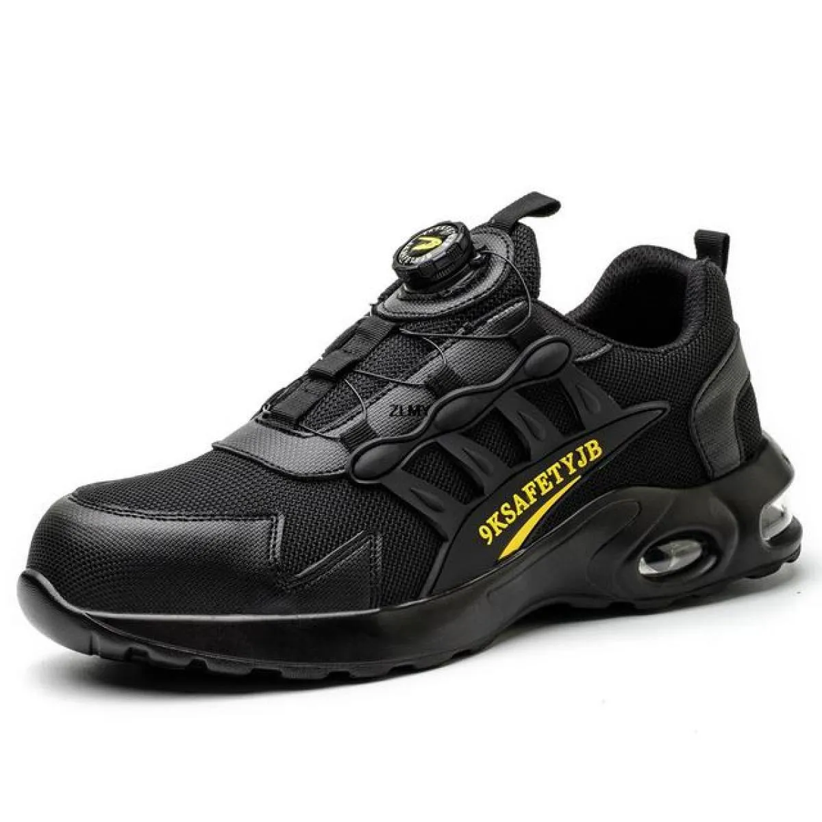 Pulsante ruotato Scarpe antinfortunistiche da uomo Sneaker con punta in acciaio Uomo Stivali antinfortunistici da lavoro facili