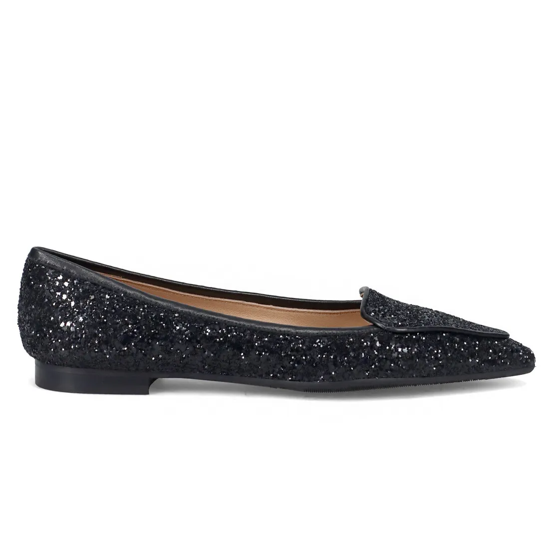 Raffinata scarpina flat Prosperine in glitter nero
