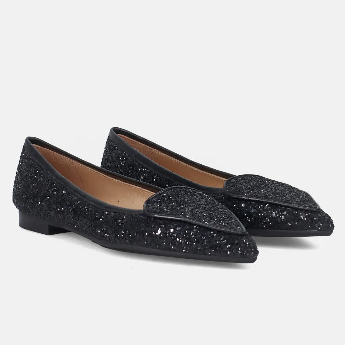 Raffinata scarpina flat Prosperine in glitter nero