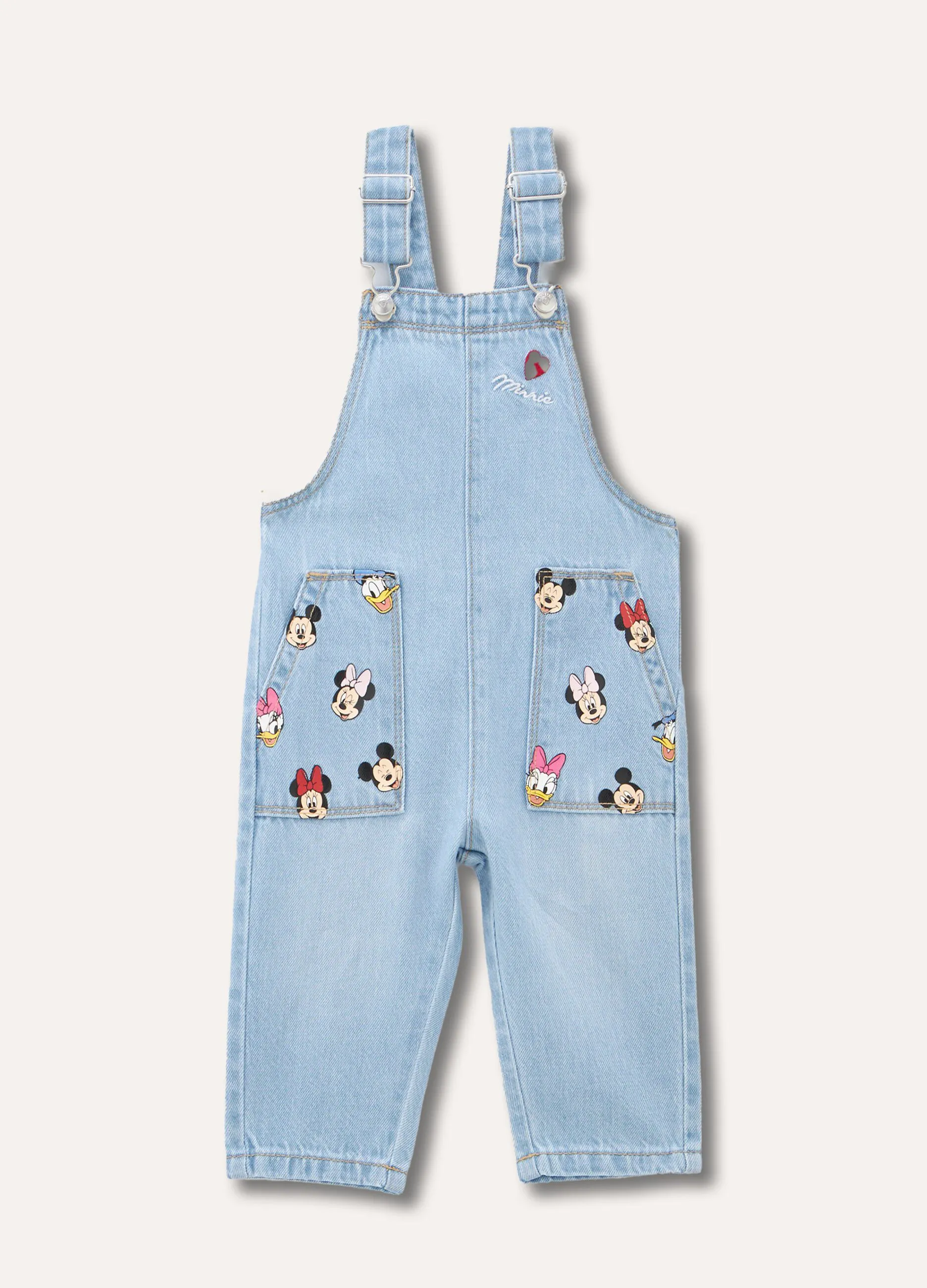 Salopette Disney in denim neonata