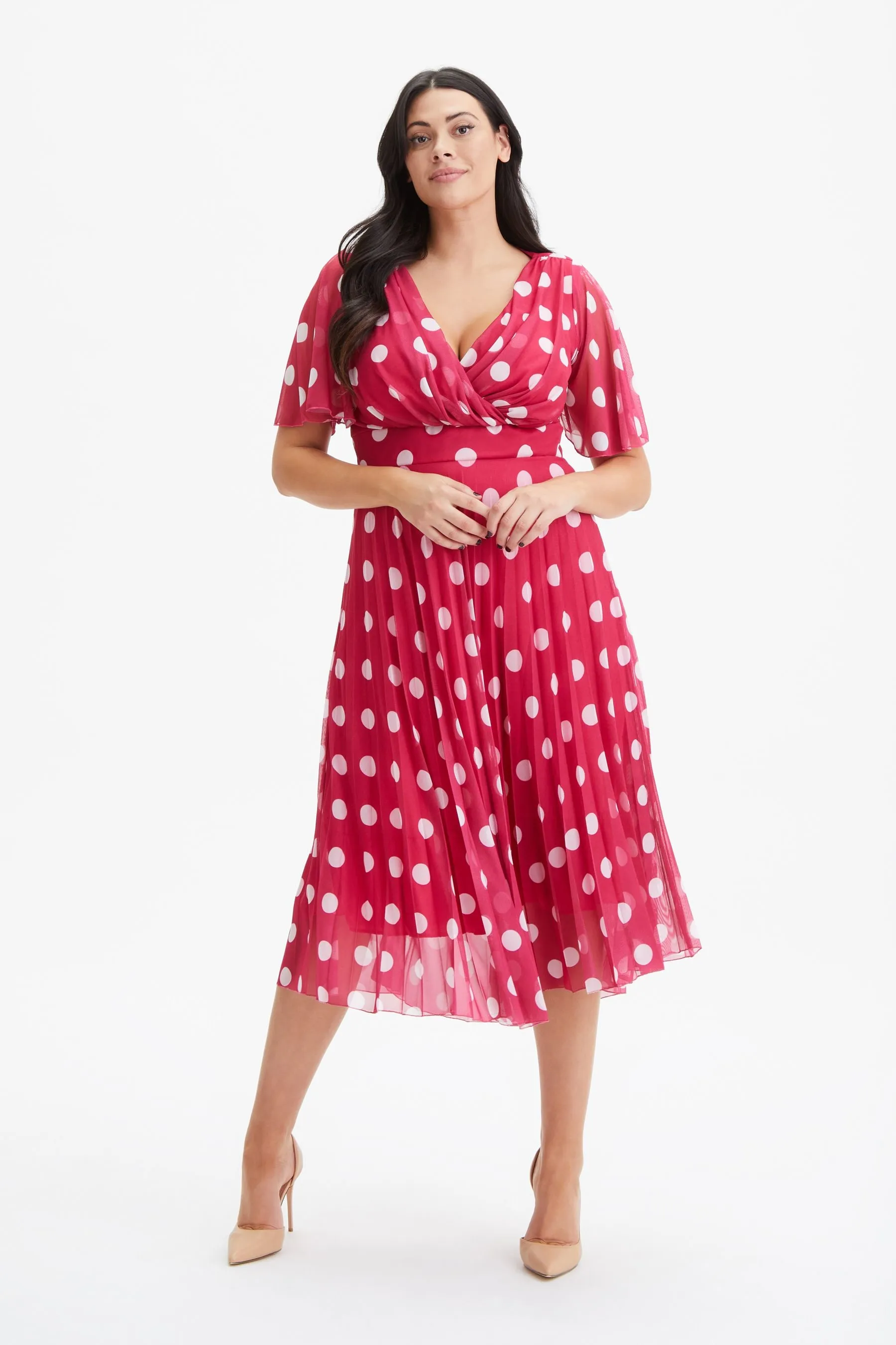 Scarlett & Jo - Carole - Sunray - Abito midi a A pieghe con corpino a portafoglio