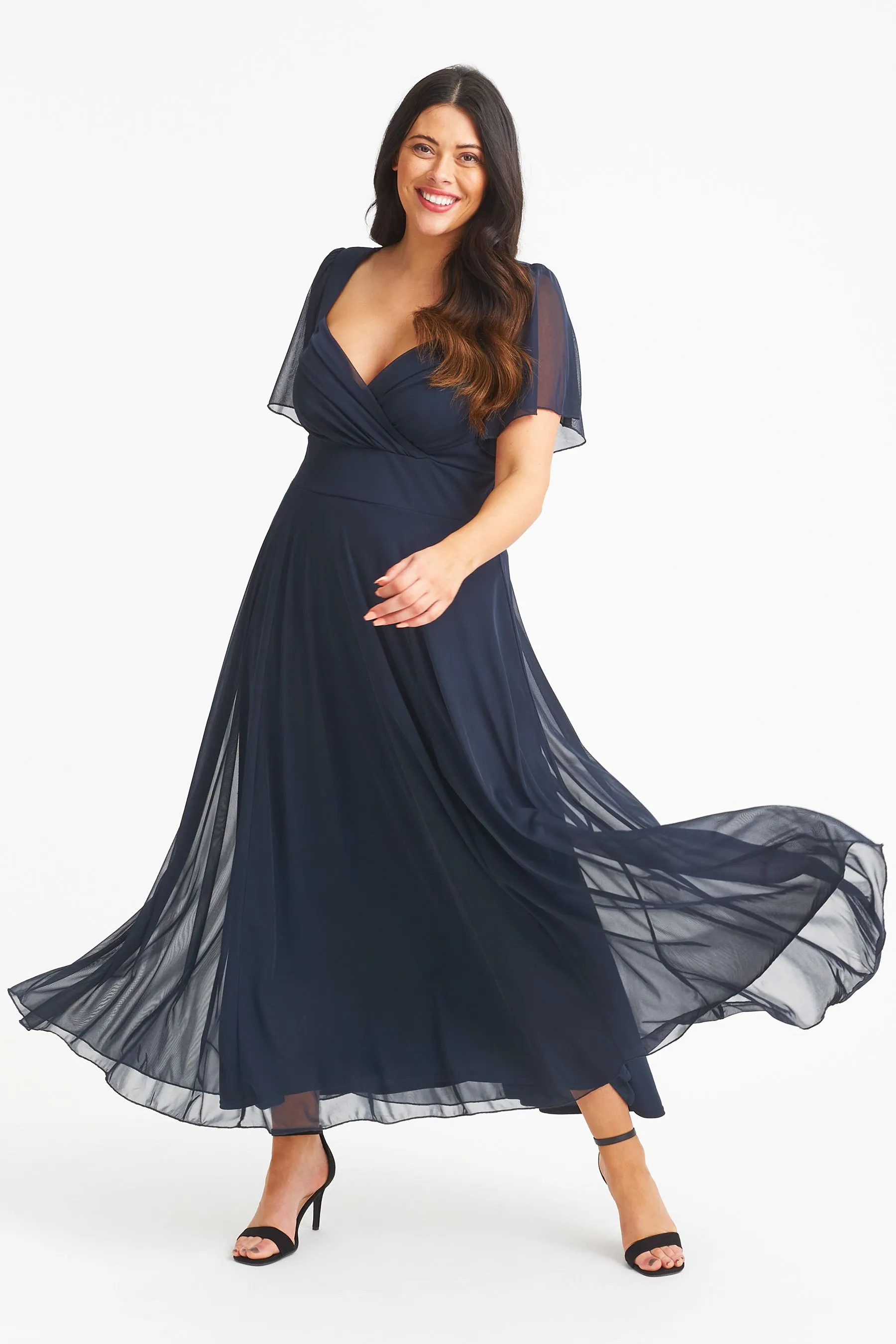 Scarlett & Jo - Kemi - Abito maxi stile Bolero a portafoglio con rete
