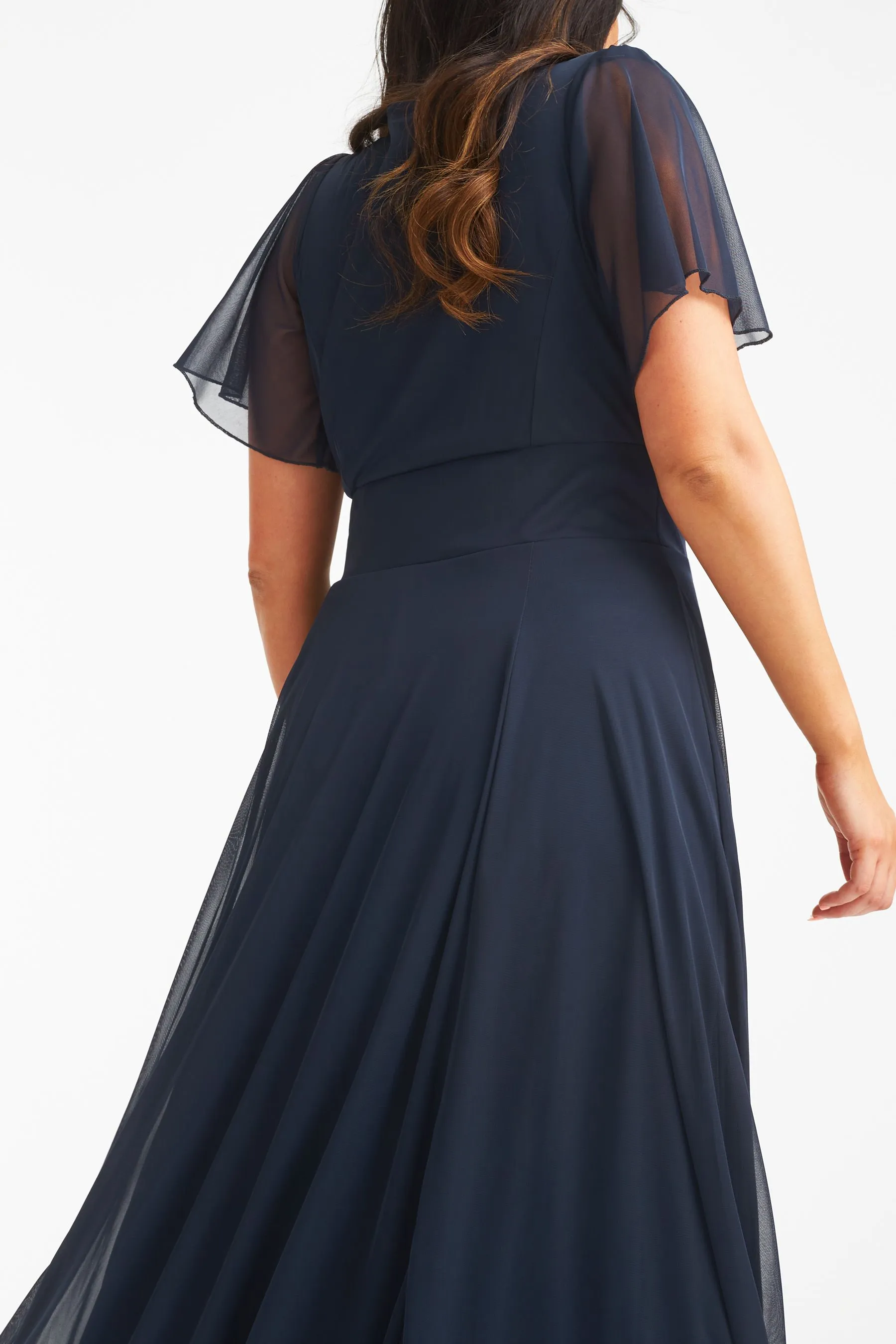 Scarlett & Jo - Kemi - Abito maxi stile Bolero a portafoglio con rete