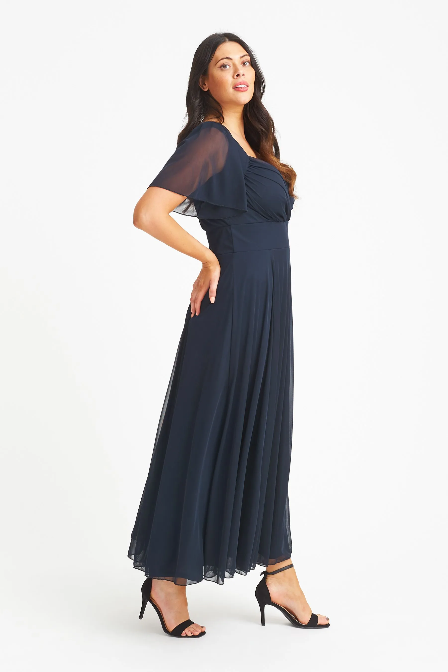 Scarlett & Jo - Kemi - Abito maxi stile Bolero a portafoglio con rete