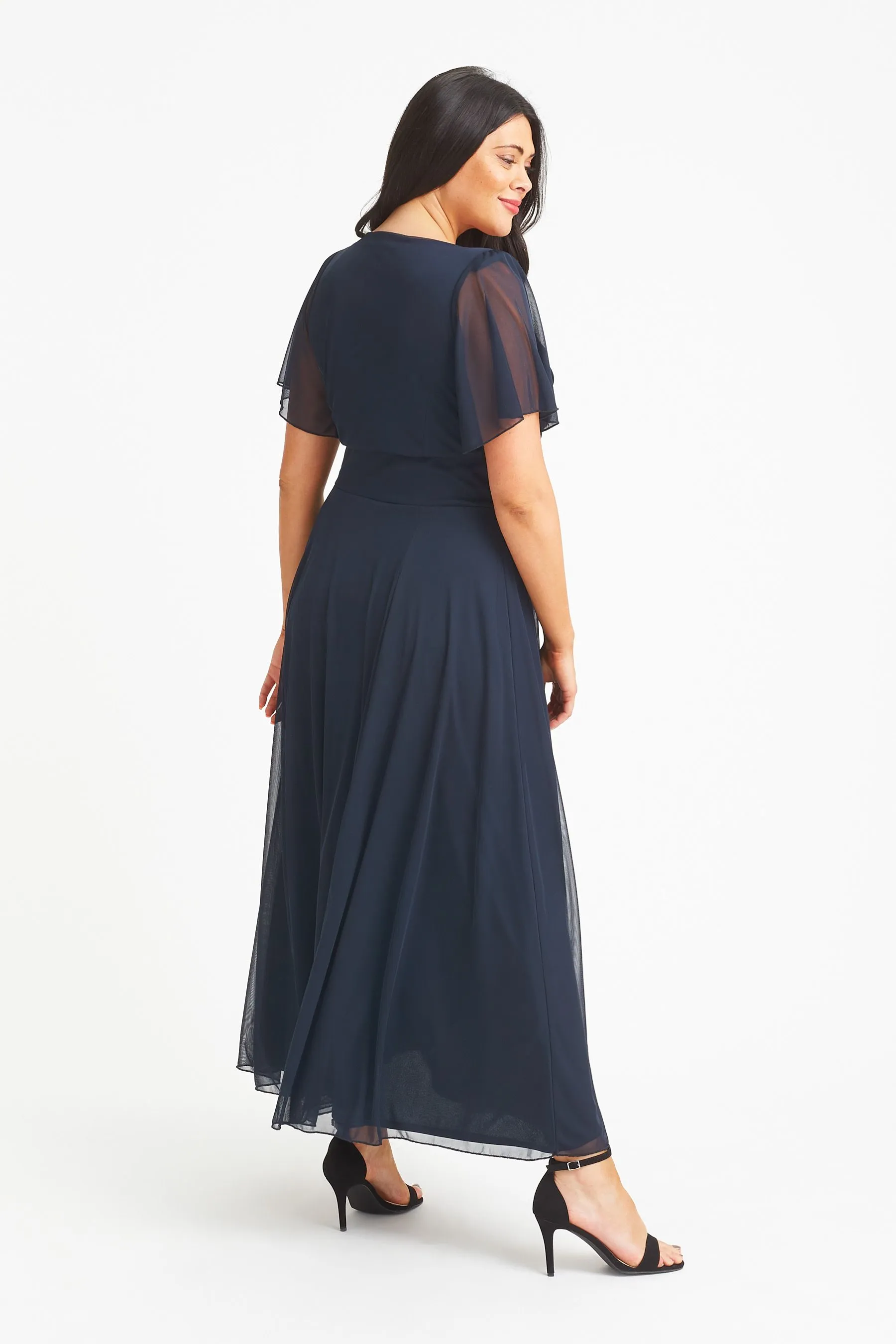 Scarlett & Jo - Kemi - Abito maxi stile Bolero a portafoglio con rete