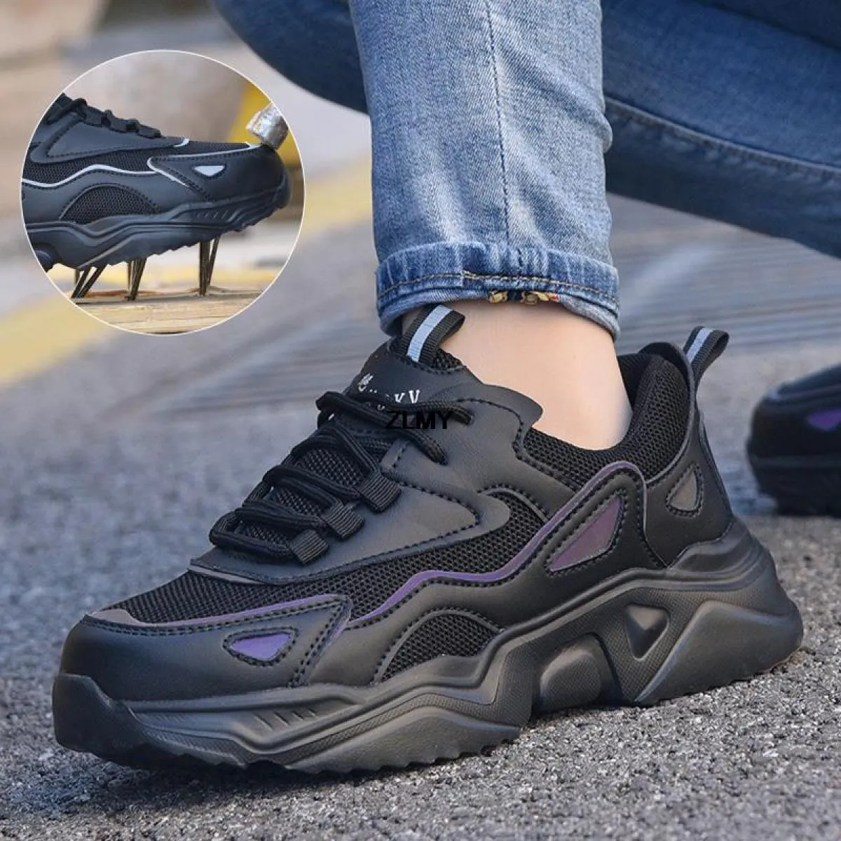 Scarpe antinfortunistiche da donna di grandi dimensioni con plateau Sneaker con punta in acciaio Uomo Donna Stivali antinfortuni