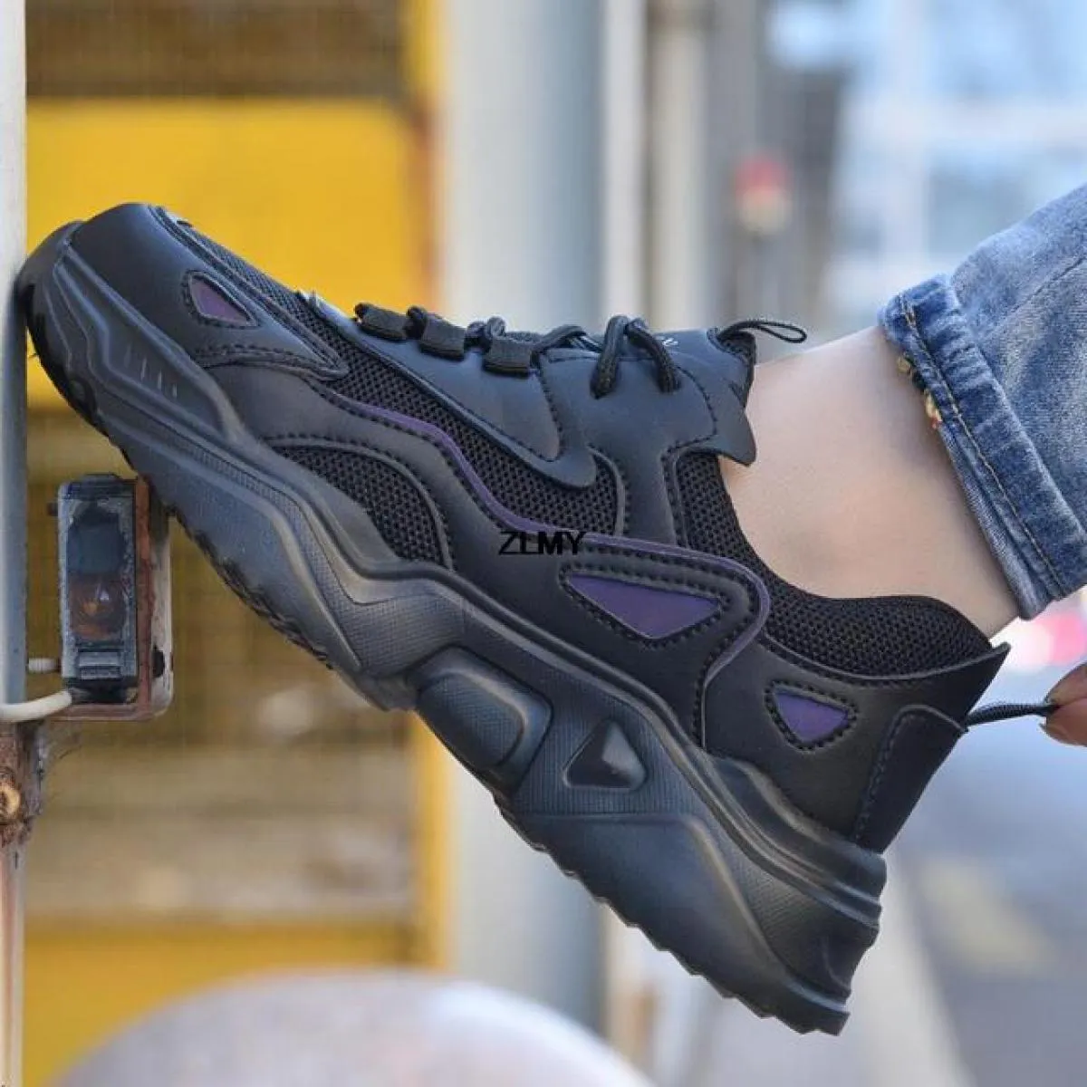 Scarpe antinfortunistiche da donna di grandi dimensioni con plateau Sneaker con punta in acciaio Uomo Donna Stivali antinfortuni