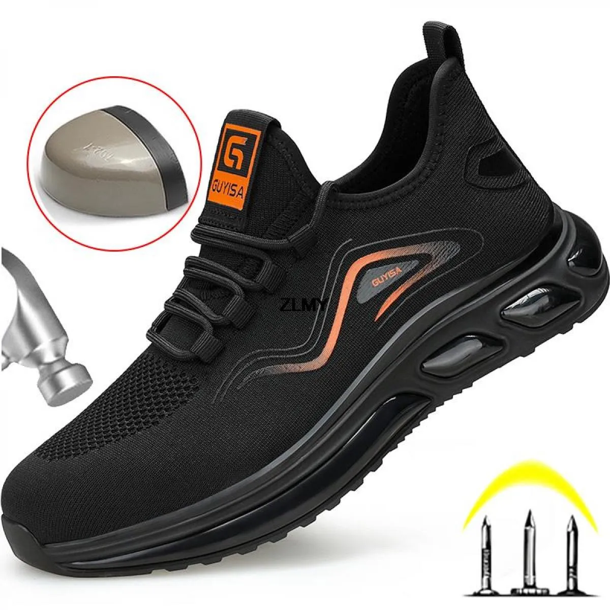 Scarpe antinfortunistiche da uomo Sneaker traspirante con puntale in acciaio Cuscino d'aria Stivali antinfortunistici da lavoro