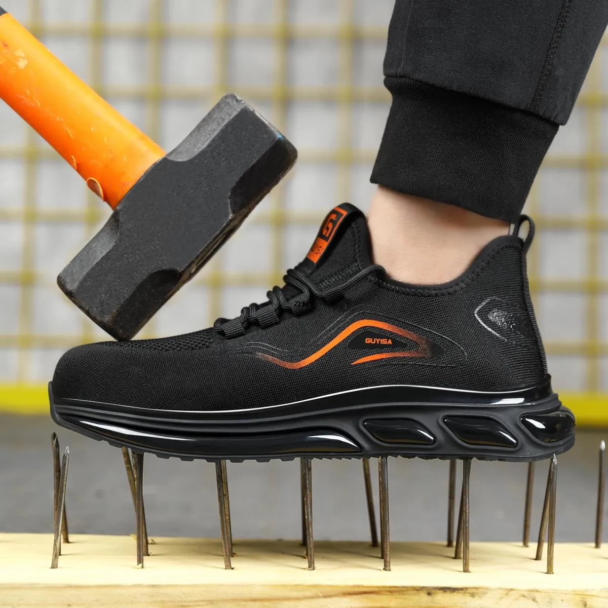 Scarpe antinfortunistiche da uomo Sneaker traspirante con puntale in acciaio Cuscino d'aria Stivali antinfortunistici da lavoro