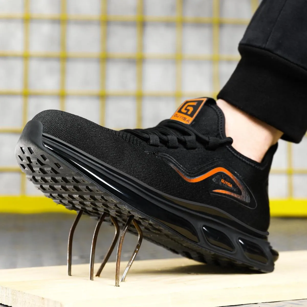 Scarpe antinfortunistiche da uomo Sneaker traspirante con puntale in acciaio Cuscino d'aria Stivali antinfortunistici da lavoro