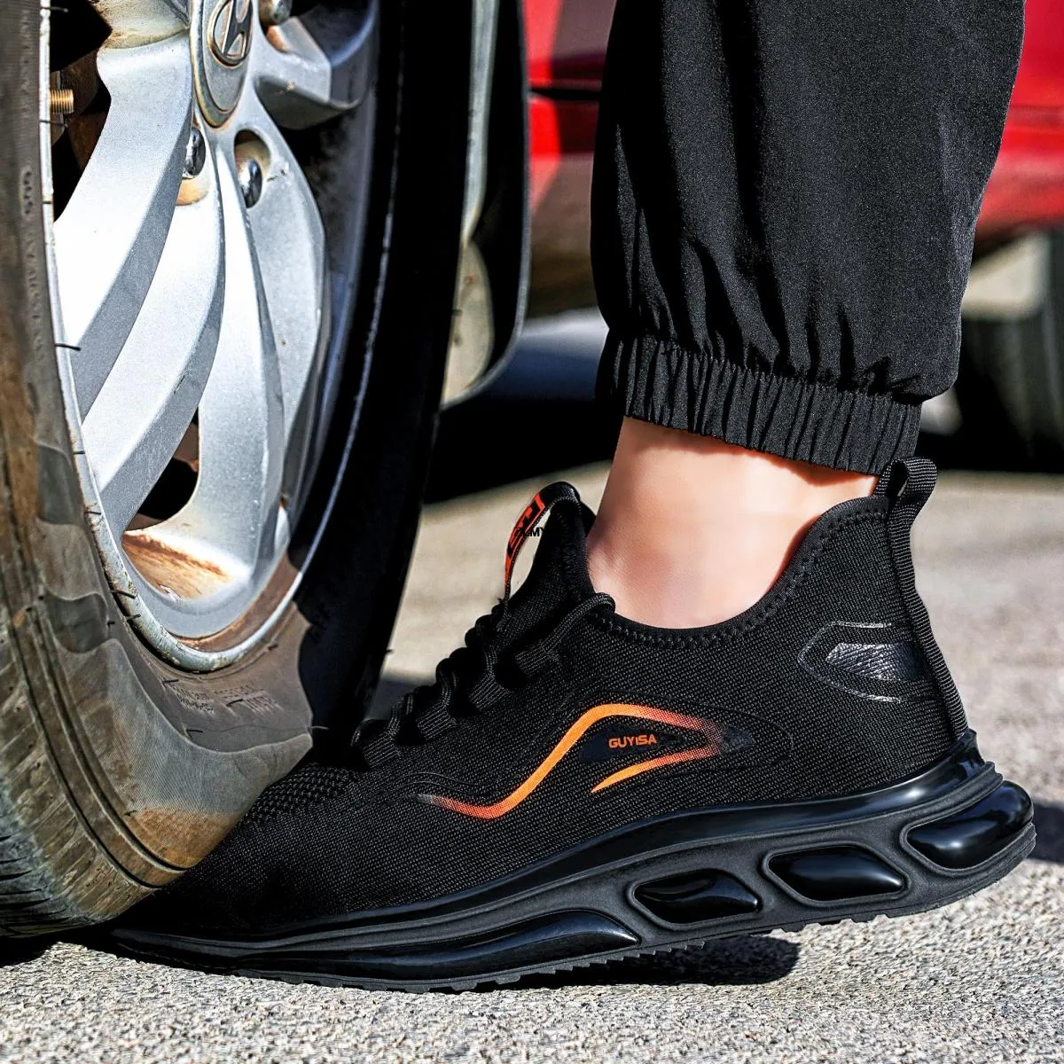 Scarpe antinfortunistiche da uomo Sneaker traspirante con puntale in acciaio Cuscino d'aria Stivali antinfortunistici da lavoro