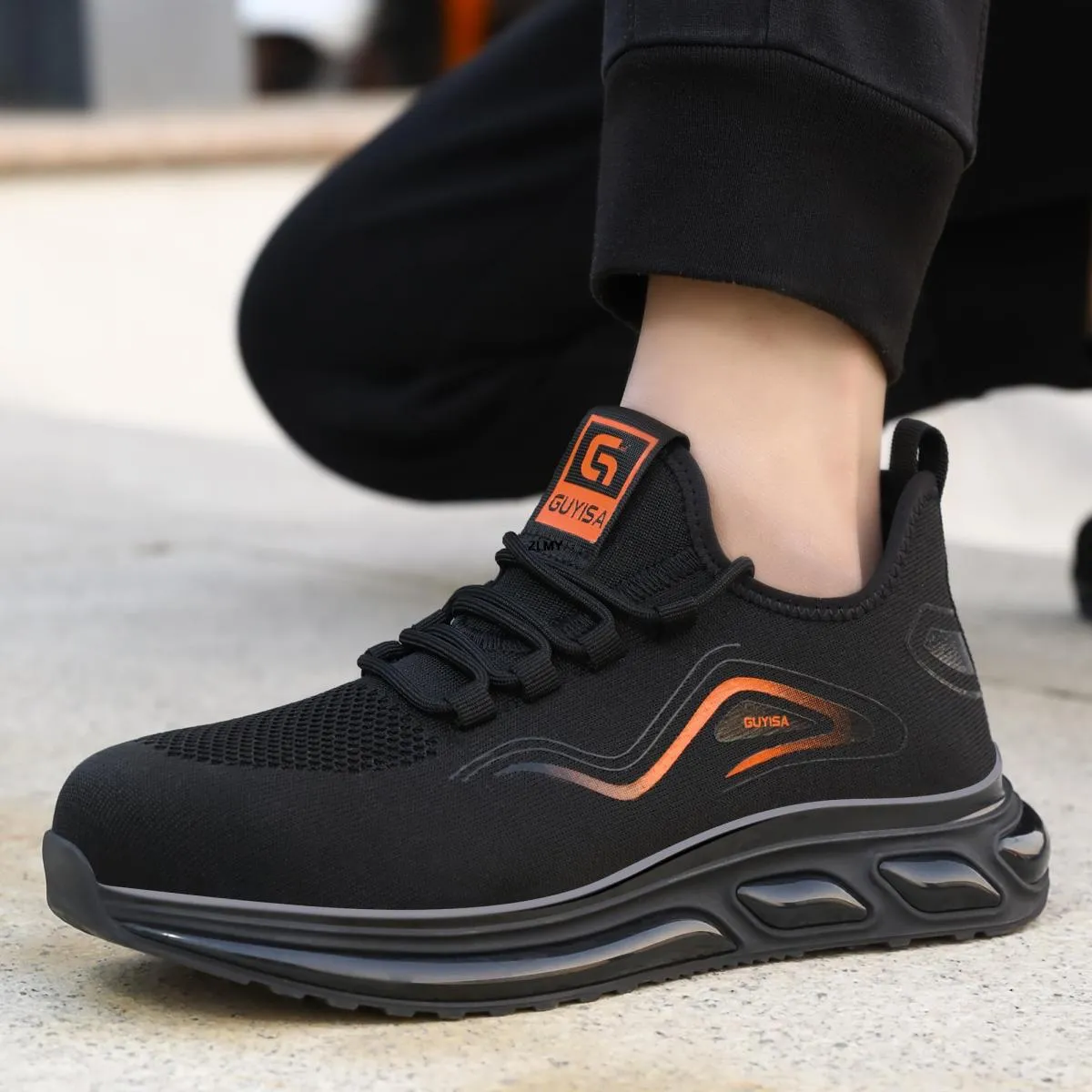 Scarpe antinfortunistiche da uomo Sneaker traspirante con puntale in acciaio Cuscino d'aria Stivali antinfortunistici da lavoro