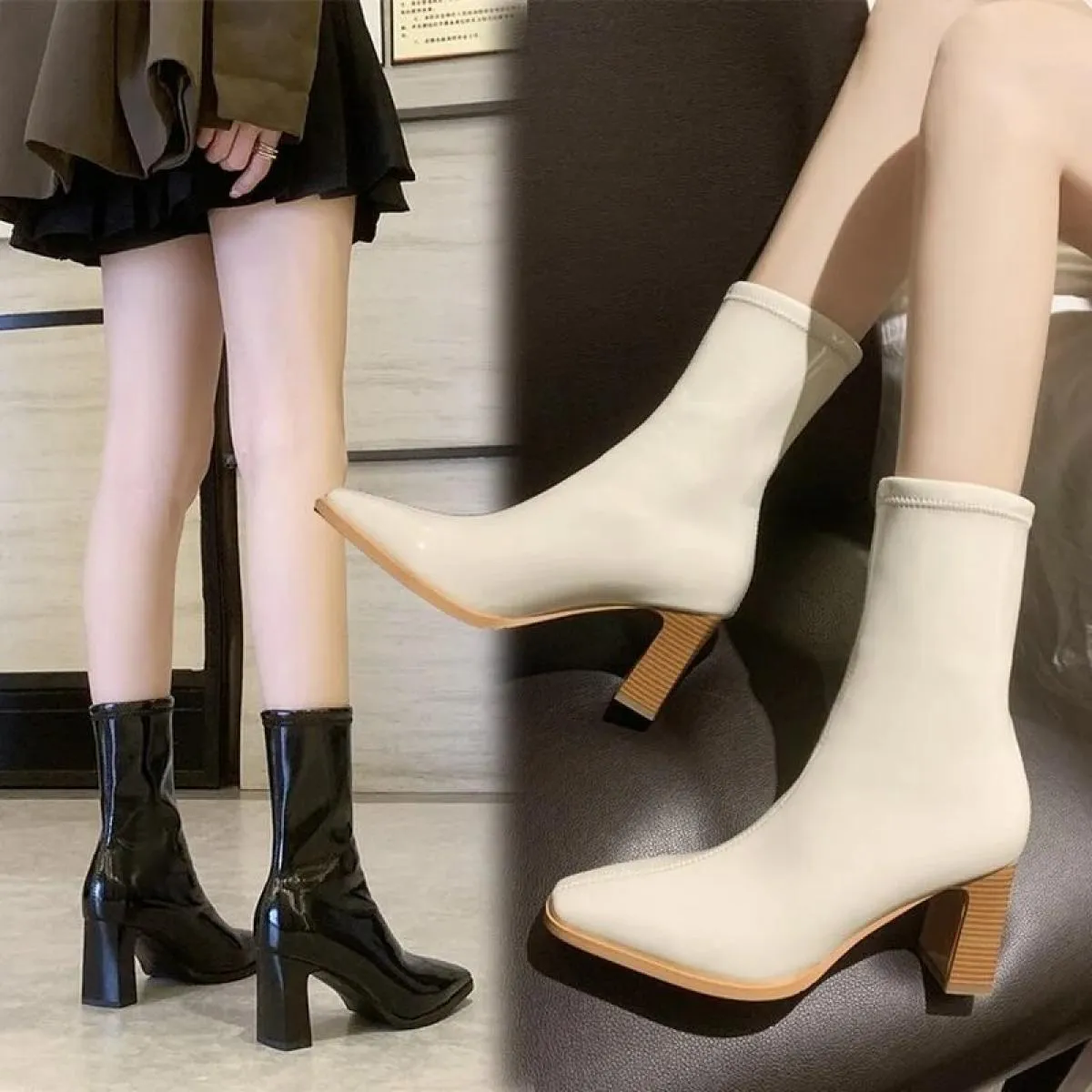 Scarpe autunnali per donna stivali da donna 2022 nuovi tacchi alti stivale da donna di lusso femminile zeppa invernale breve pel