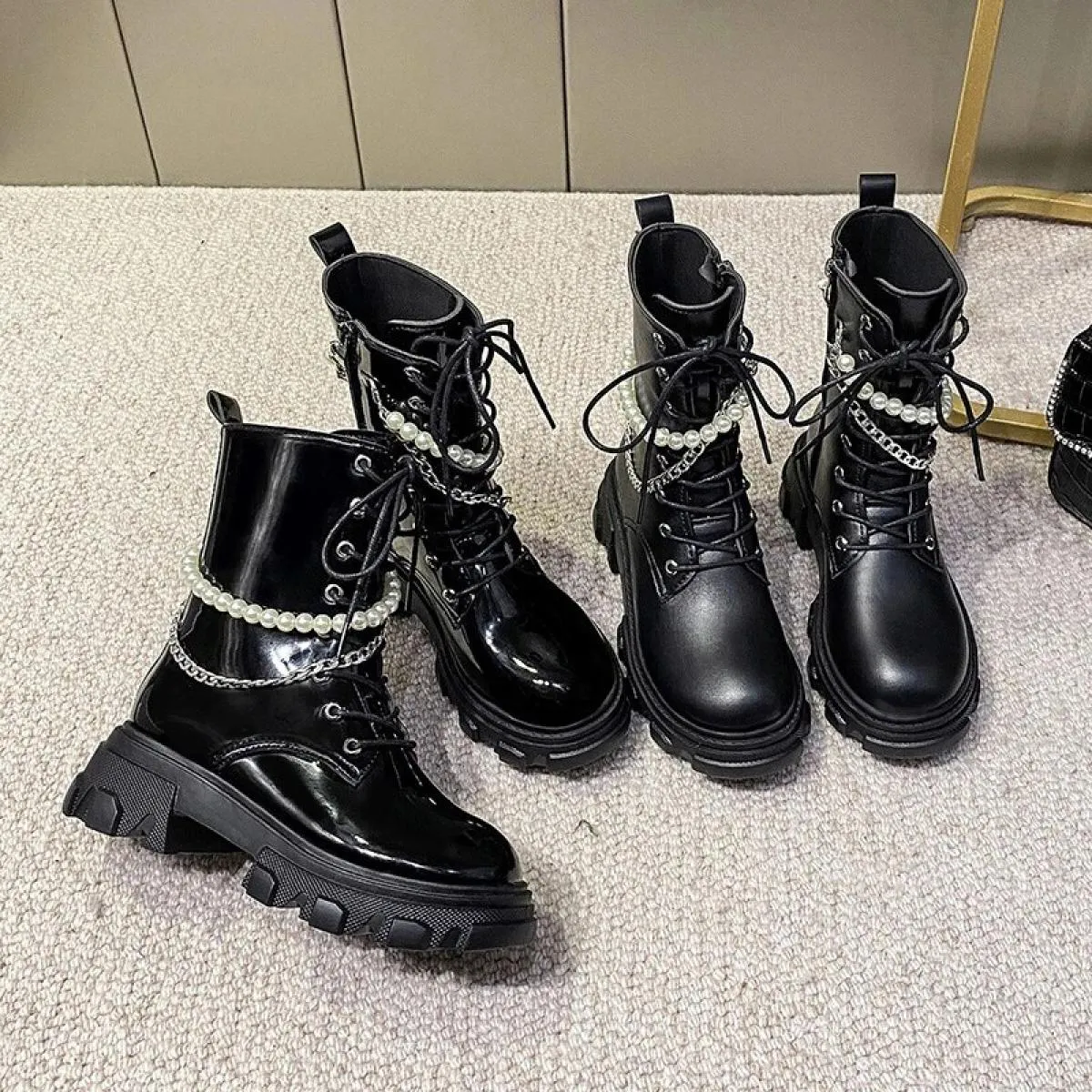 Scarpe da donna con catena di perline alla moda Stivali sportivi impermeabili autunnali 2022 Scarpe da ginnastica eleganti da do