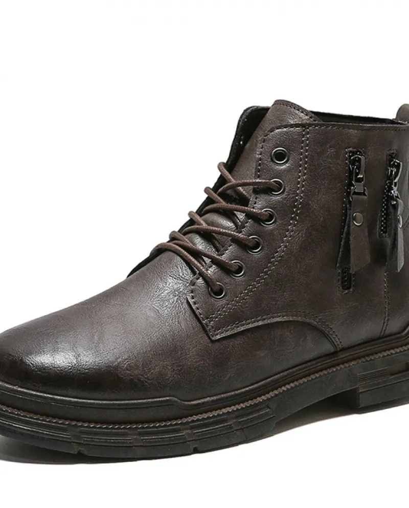 Scarpe da uomo casual alla moda Stivali alti da uomo Martin stile britannico Retro antiscivolo Comfort intensificato in pelle ne