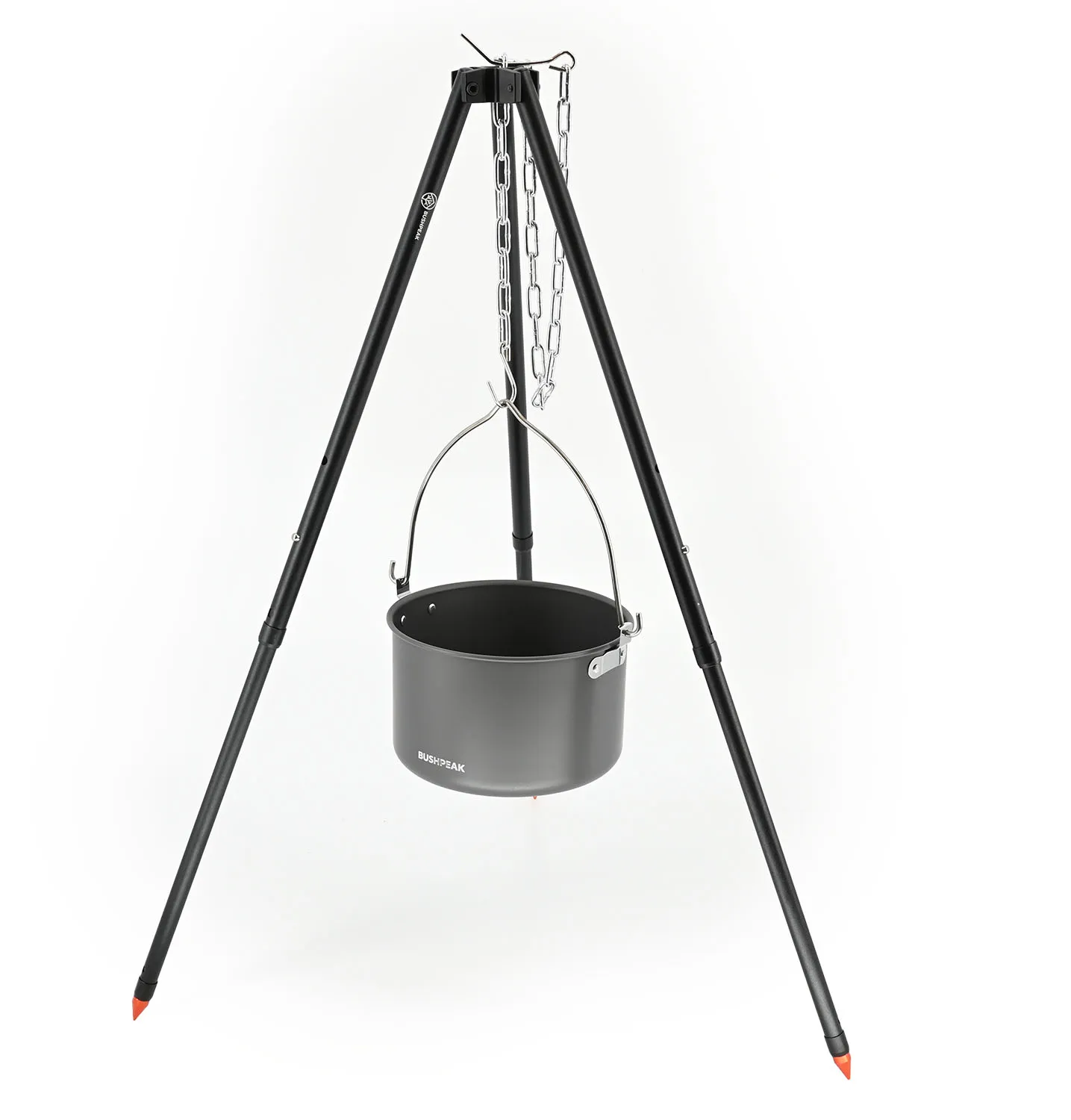 Set treppiede compatto in alluminio e di pentole in alluminio